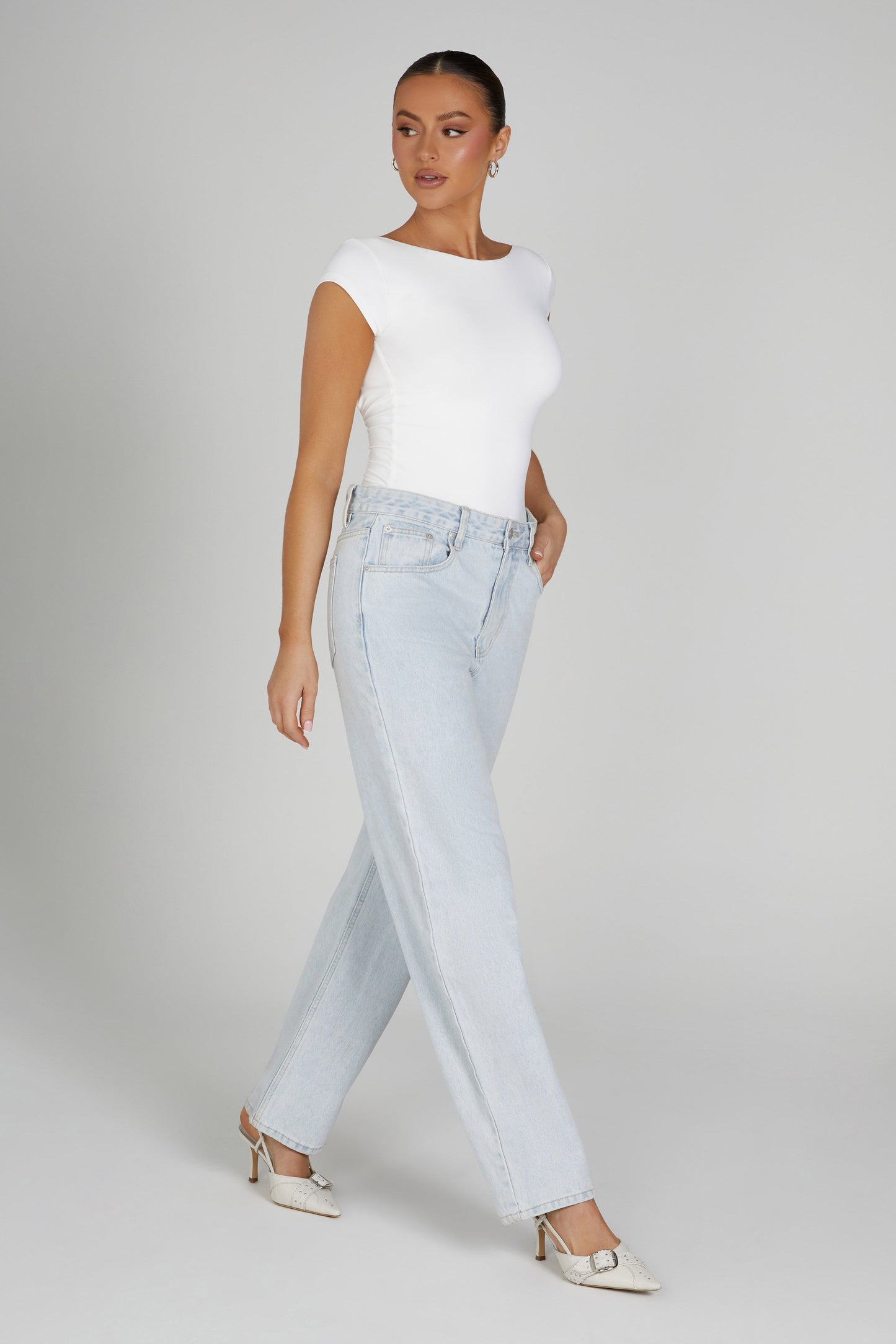 Reyna Recycled Nylon Longline Top - White