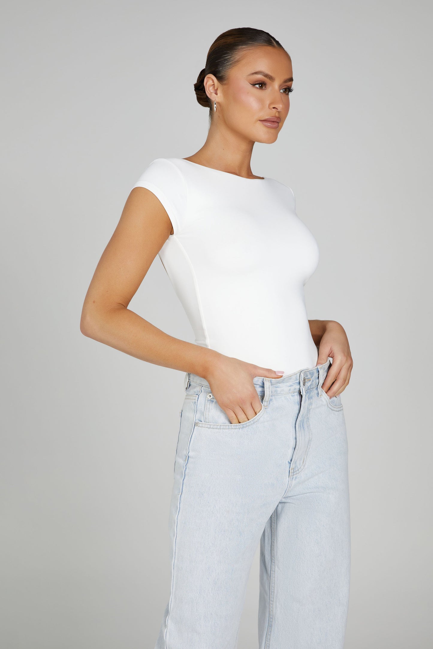 Reyna Recycled Nylon Longline Top - White