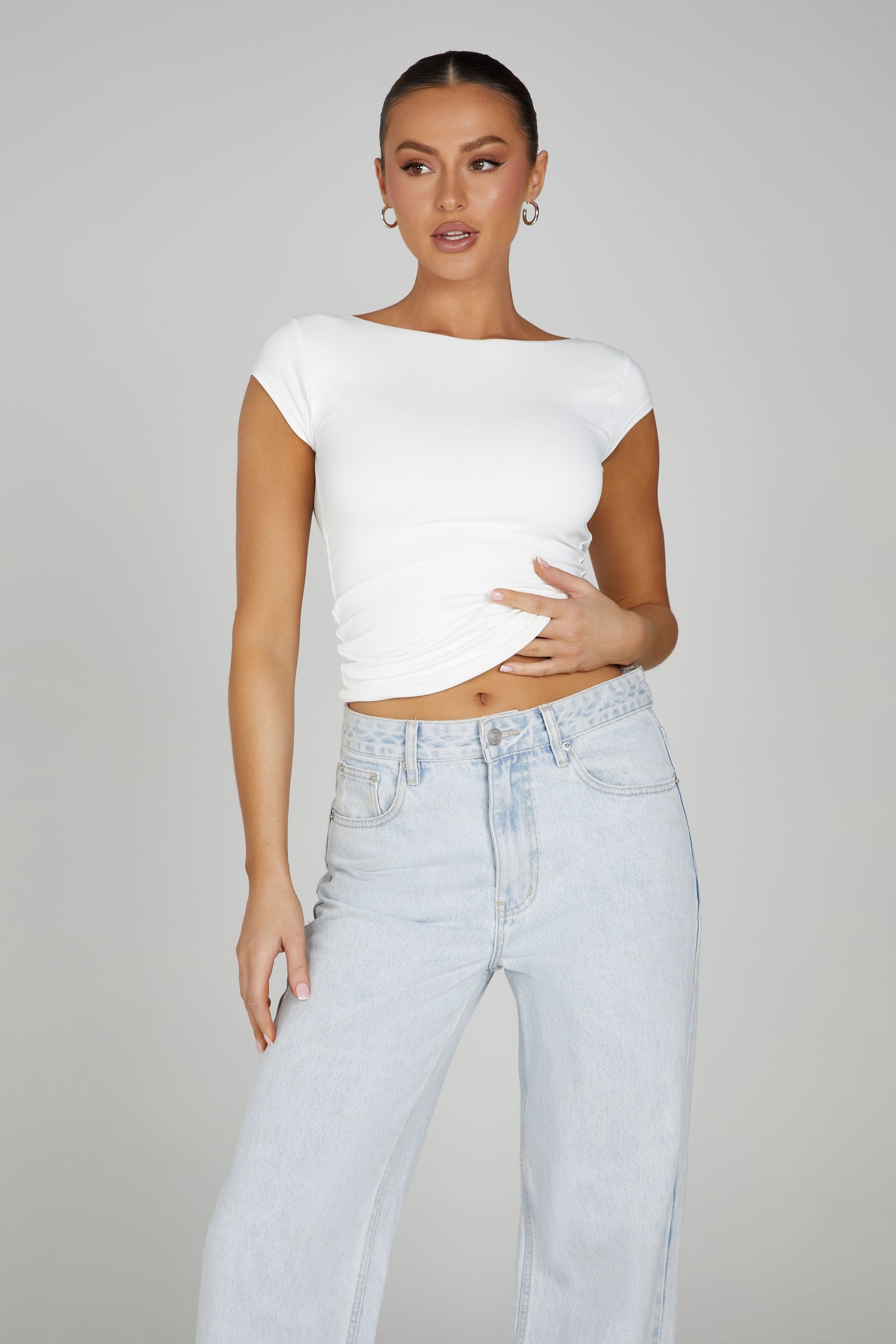 Reyna Recycled Nylon Longline Top - White