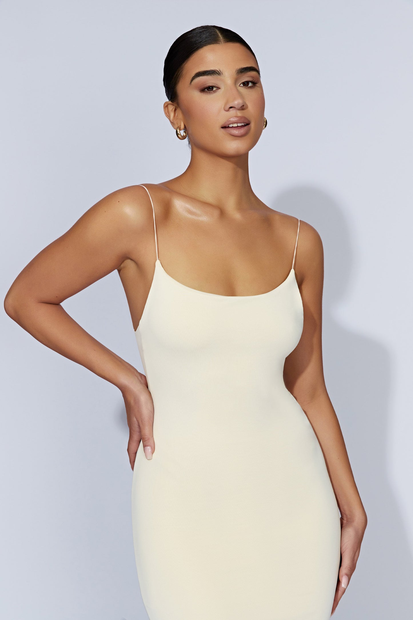 Lexia Scoop Low Neck Midi Dress - Cream