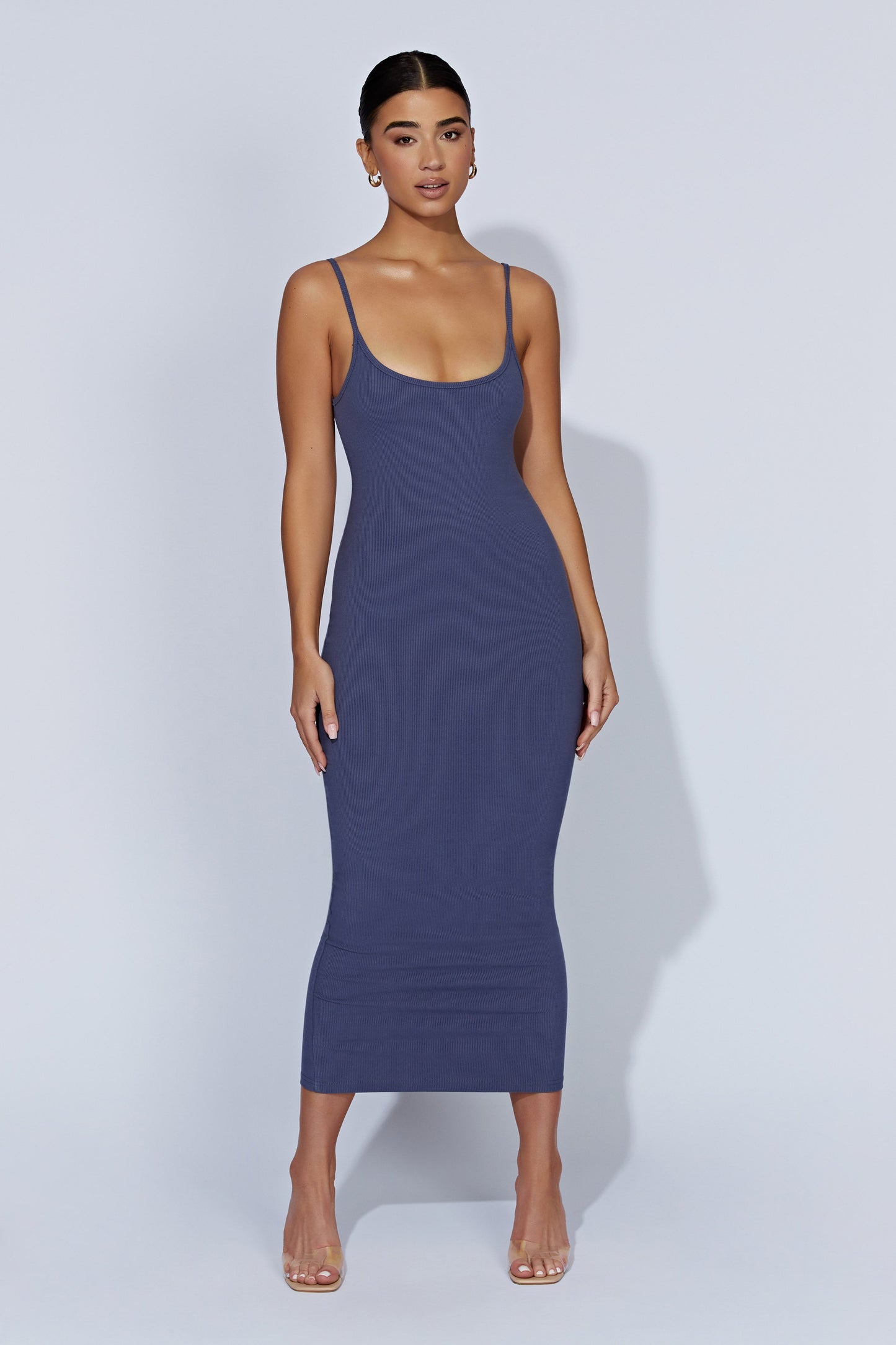 Alexis Ribbed Cami Midi Dress - Midnight Navy