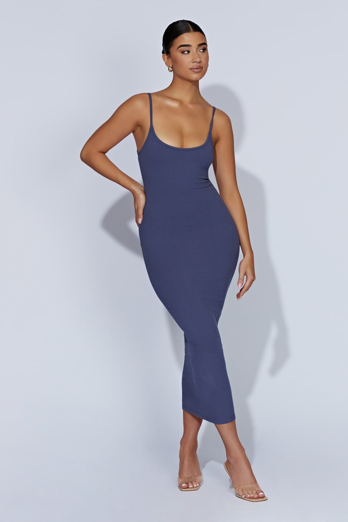 Alexis Ribbed Cami Midi Dress - Midnight Navy