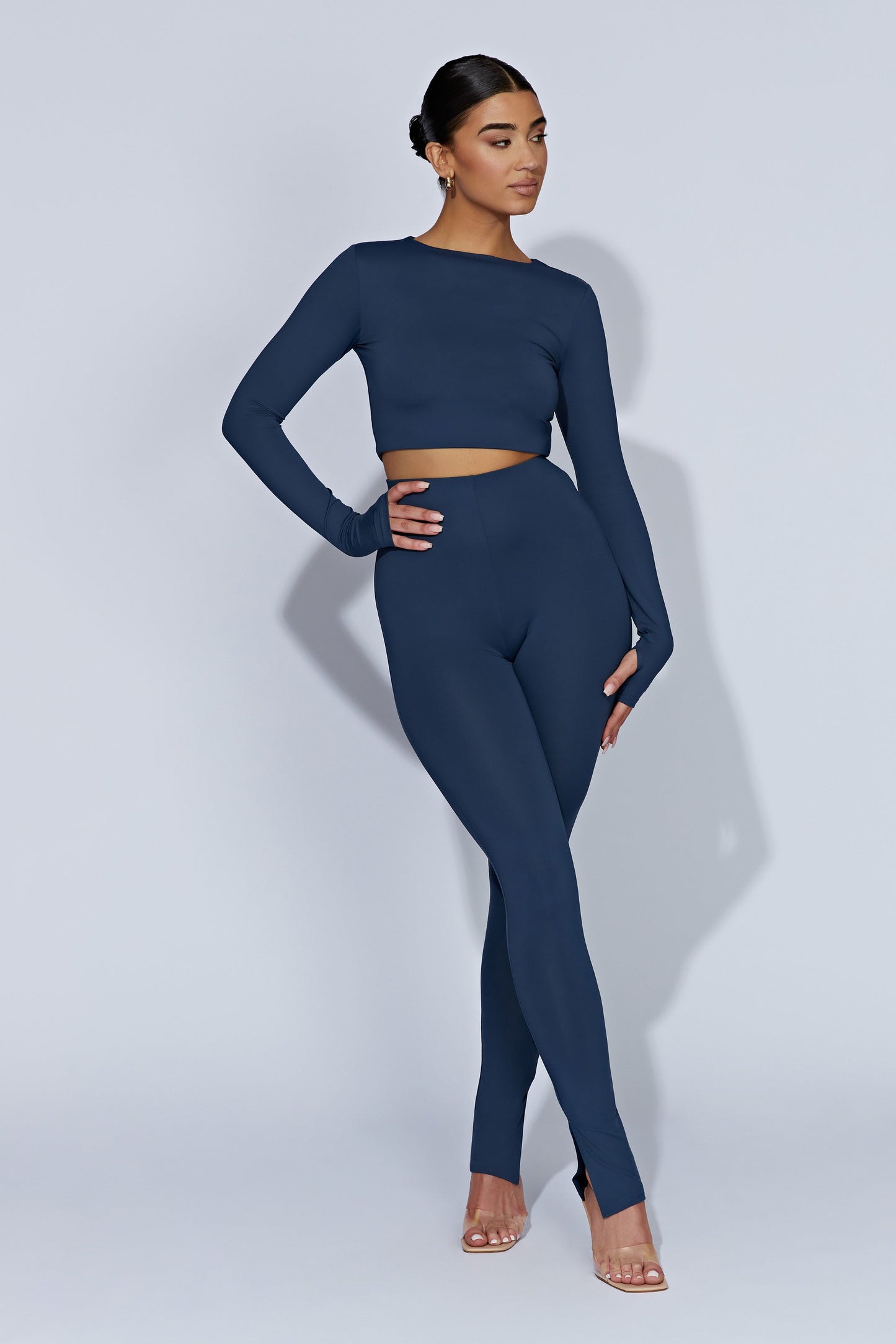 Michelle Side Split Leggings - Midnight Navy