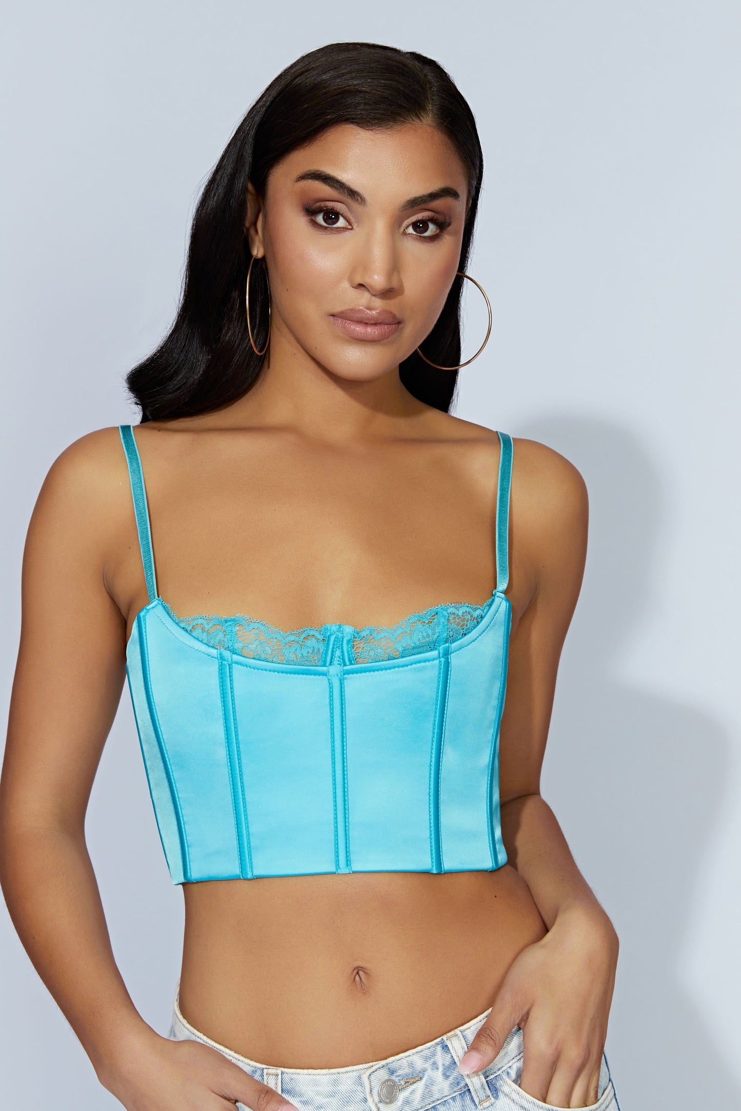 Lake Lace Cami Crop Top - Aquamarine