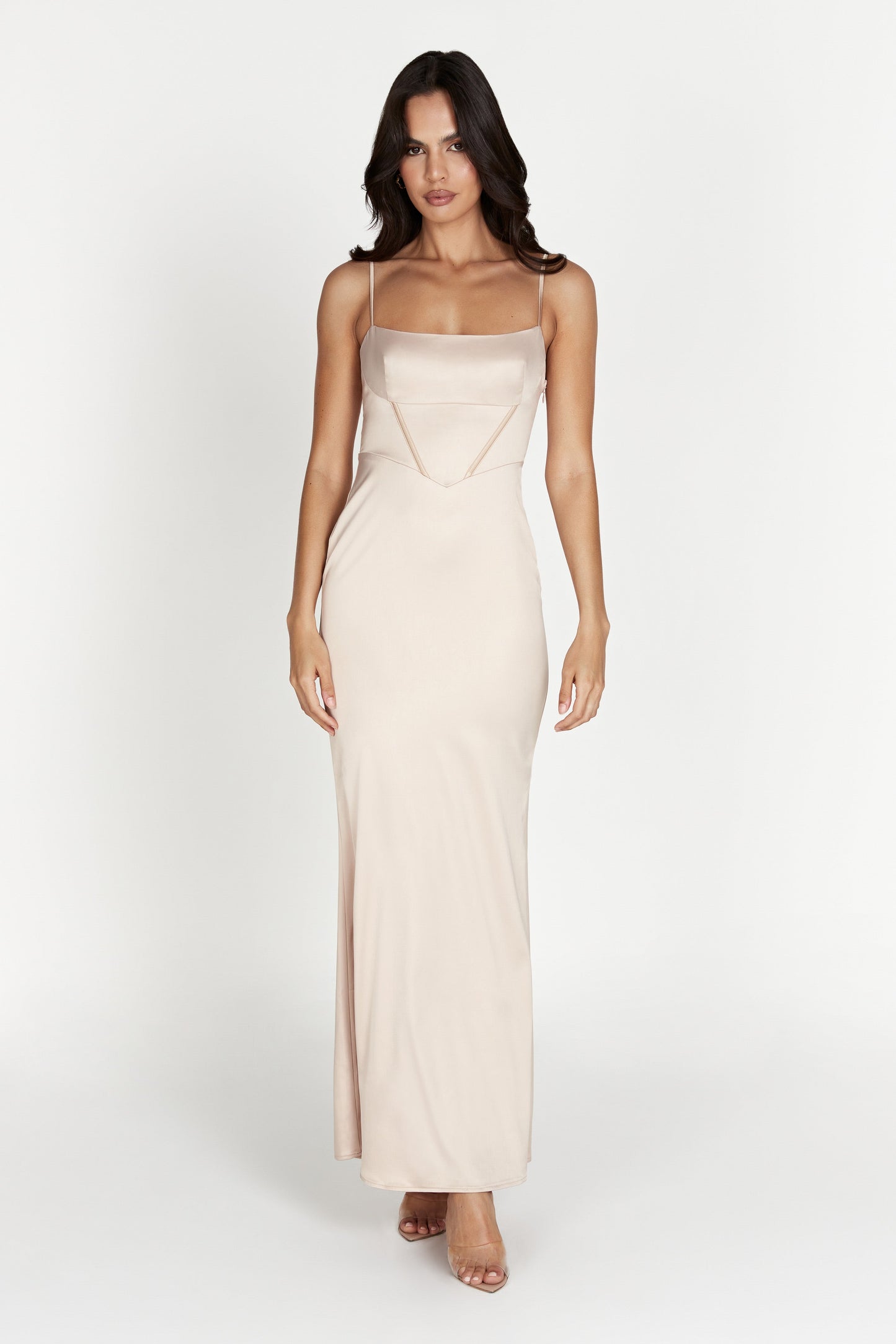 Desirie Corset Maxi Dress - Champagne