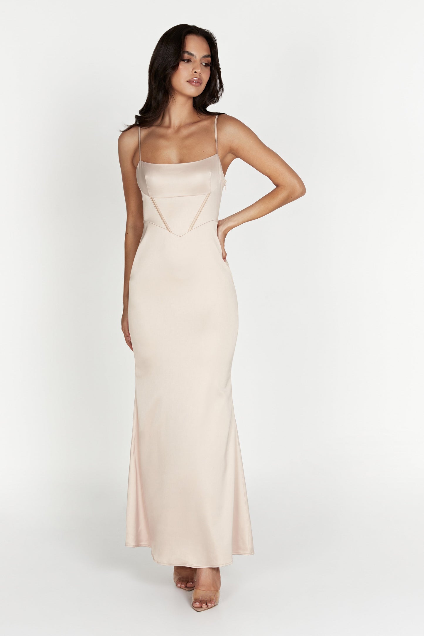 Desirie Corset Maxi Dress - Champagne