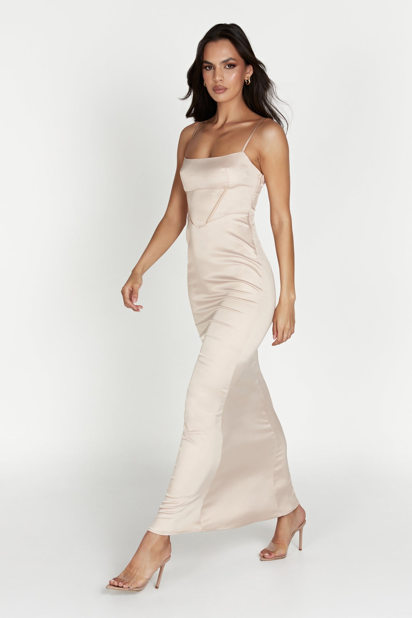 Desirie Corset Maxi Dress - Champagne