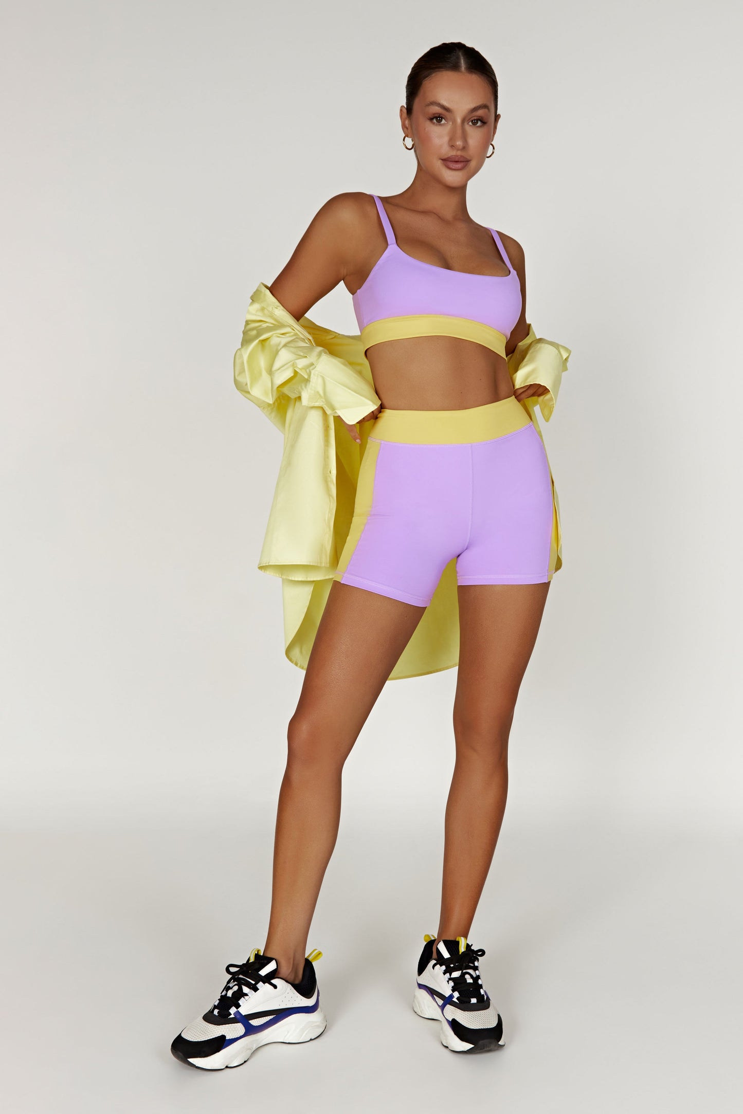 Nickie Two Tone Sports Bralette - Lilac/Yellow