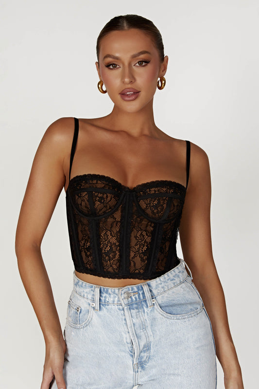 Sansa Lace Bustier - Black