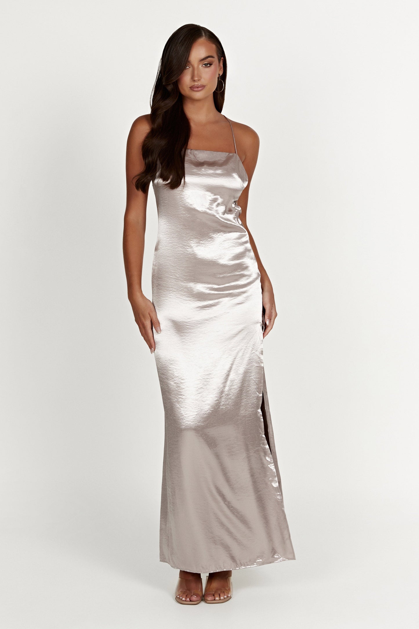 Whitney Wetlook Maxi Dress - Bronze