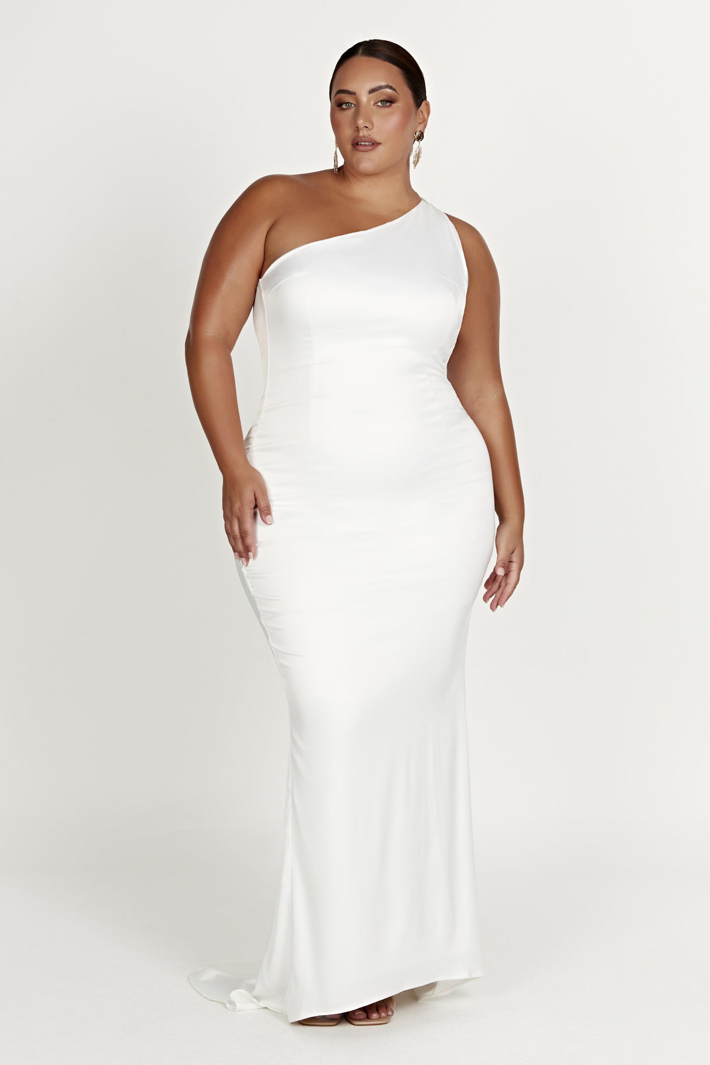 Harper One Shoulder Gown - White