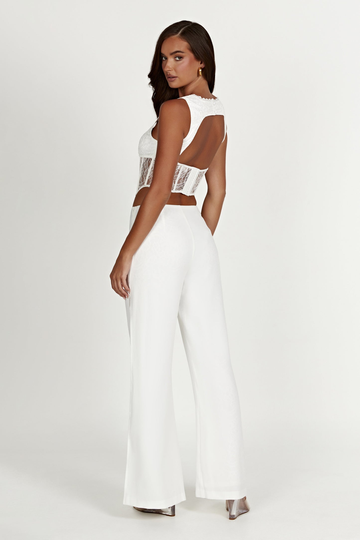 Estee Split Lace Pants - White