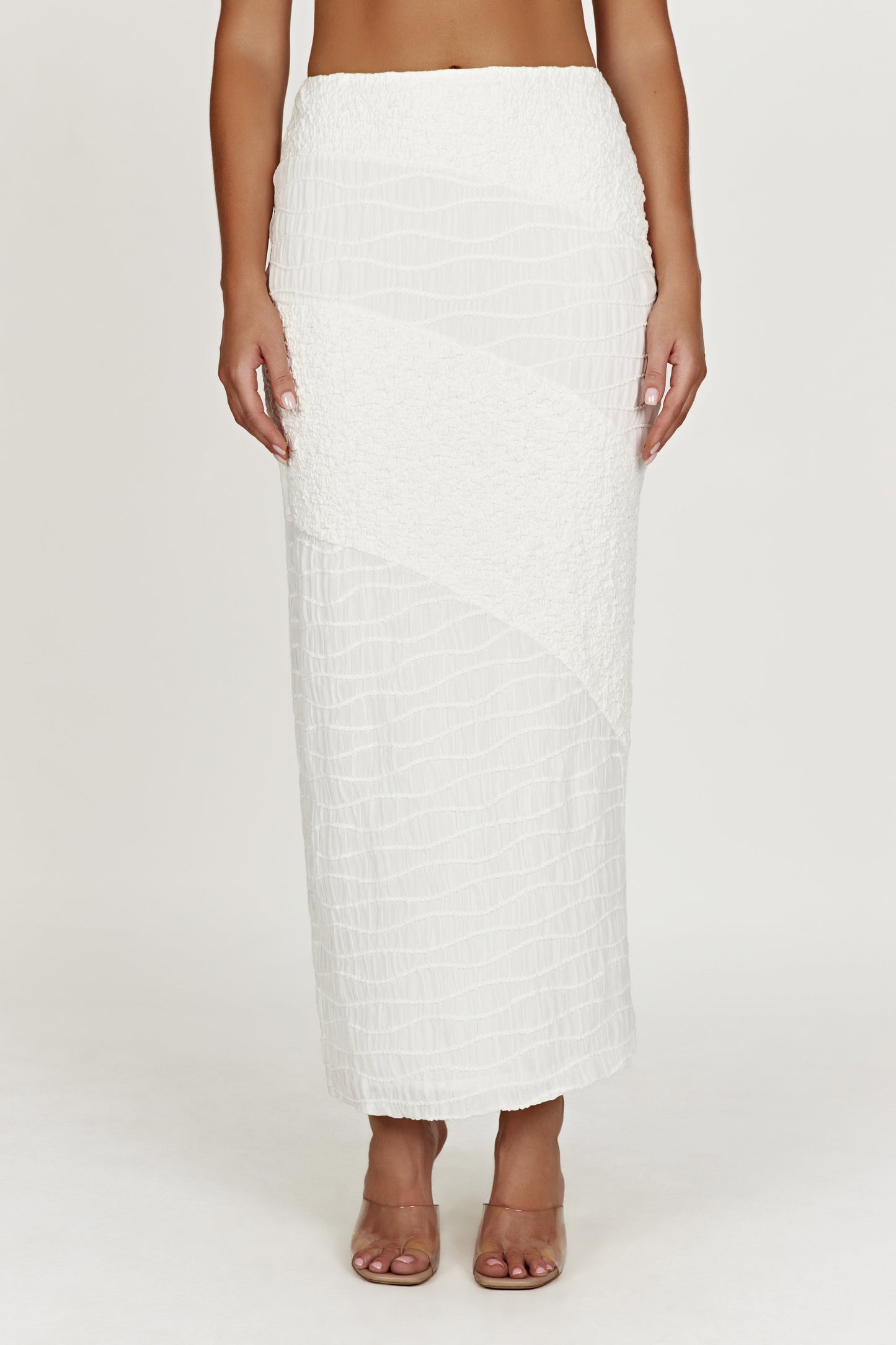 Nyah Textured Midi Skirt - White