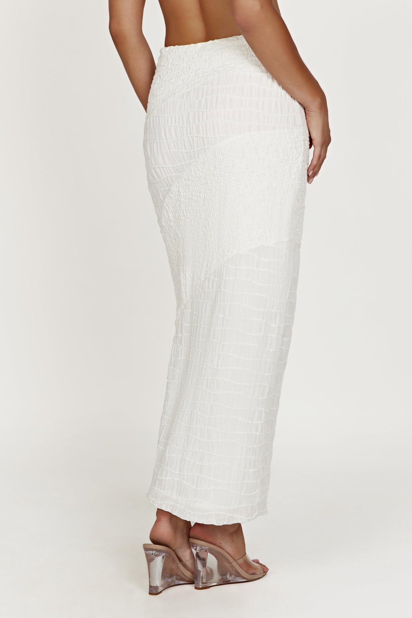 Nyah Textured Midi Skirt - White