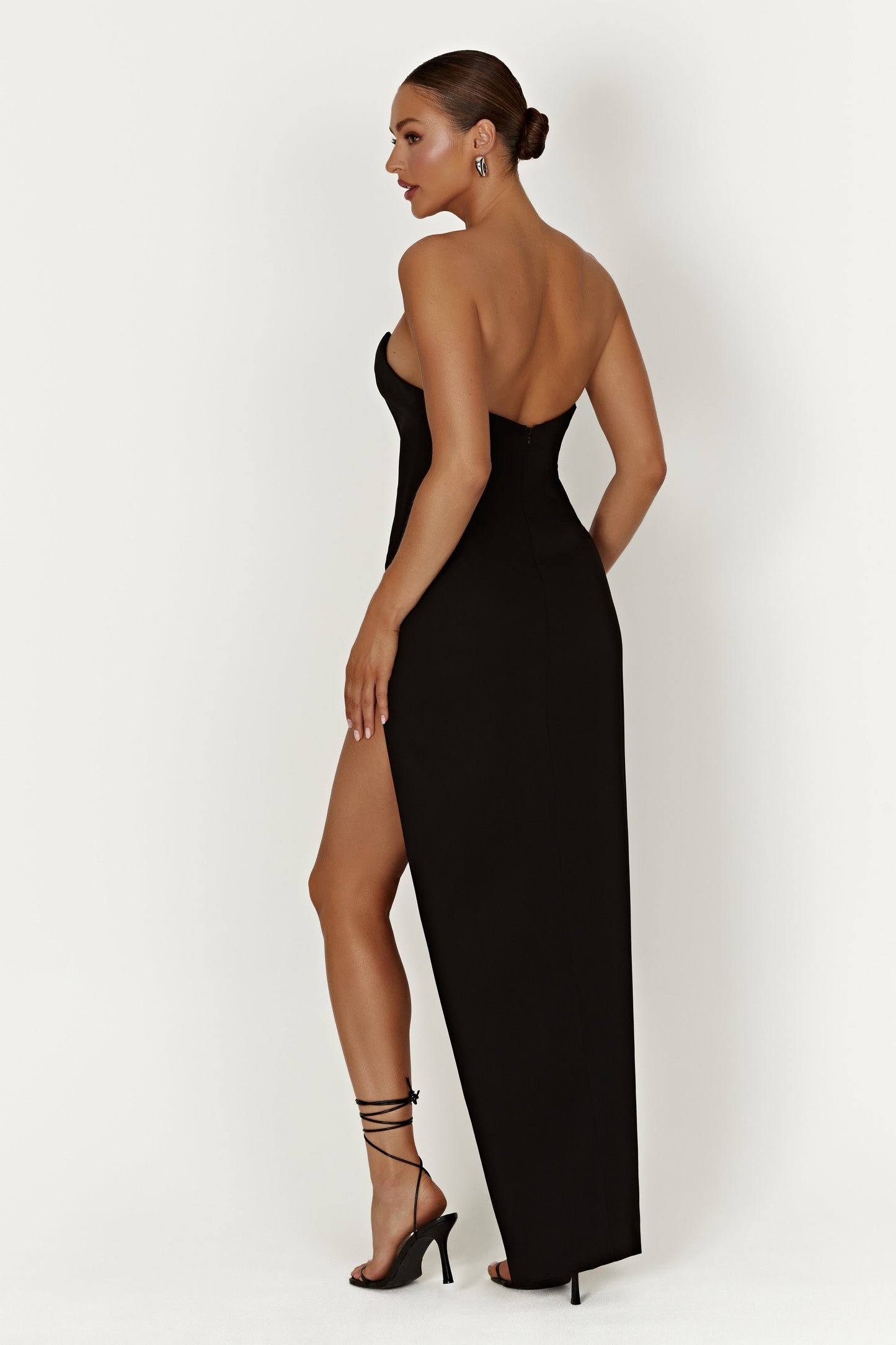 Natasha Pointed Corset Maxi Dress - Black