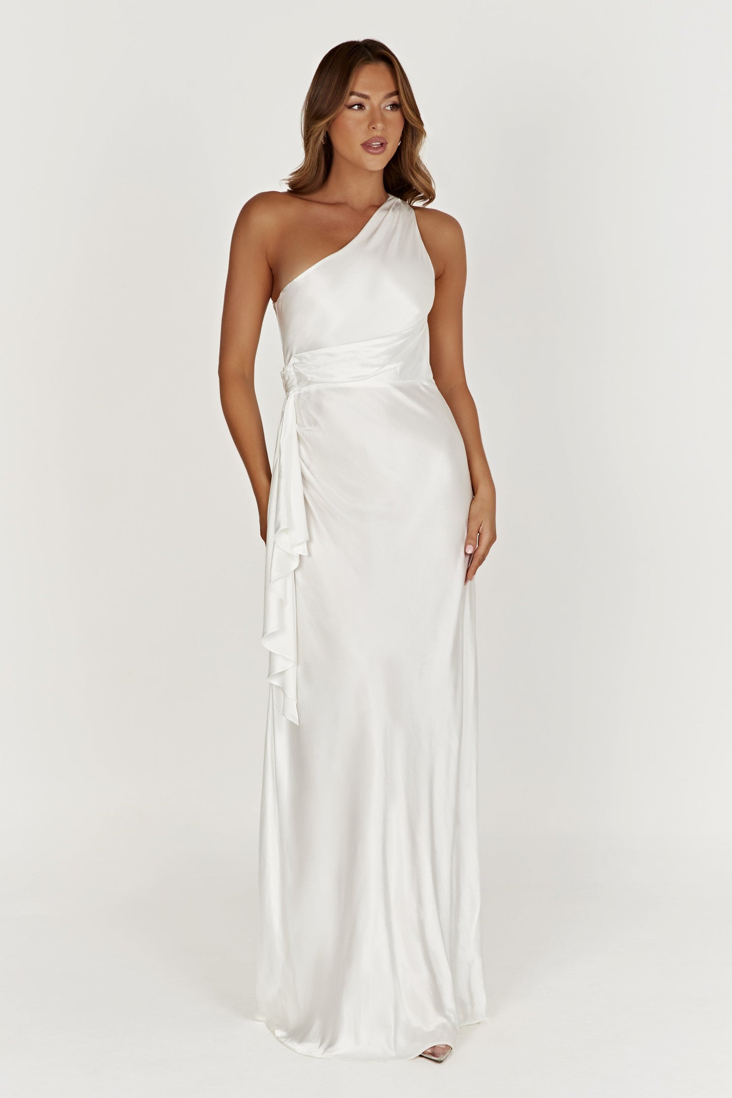 Calliope One Shoulder Maxi Dress - White