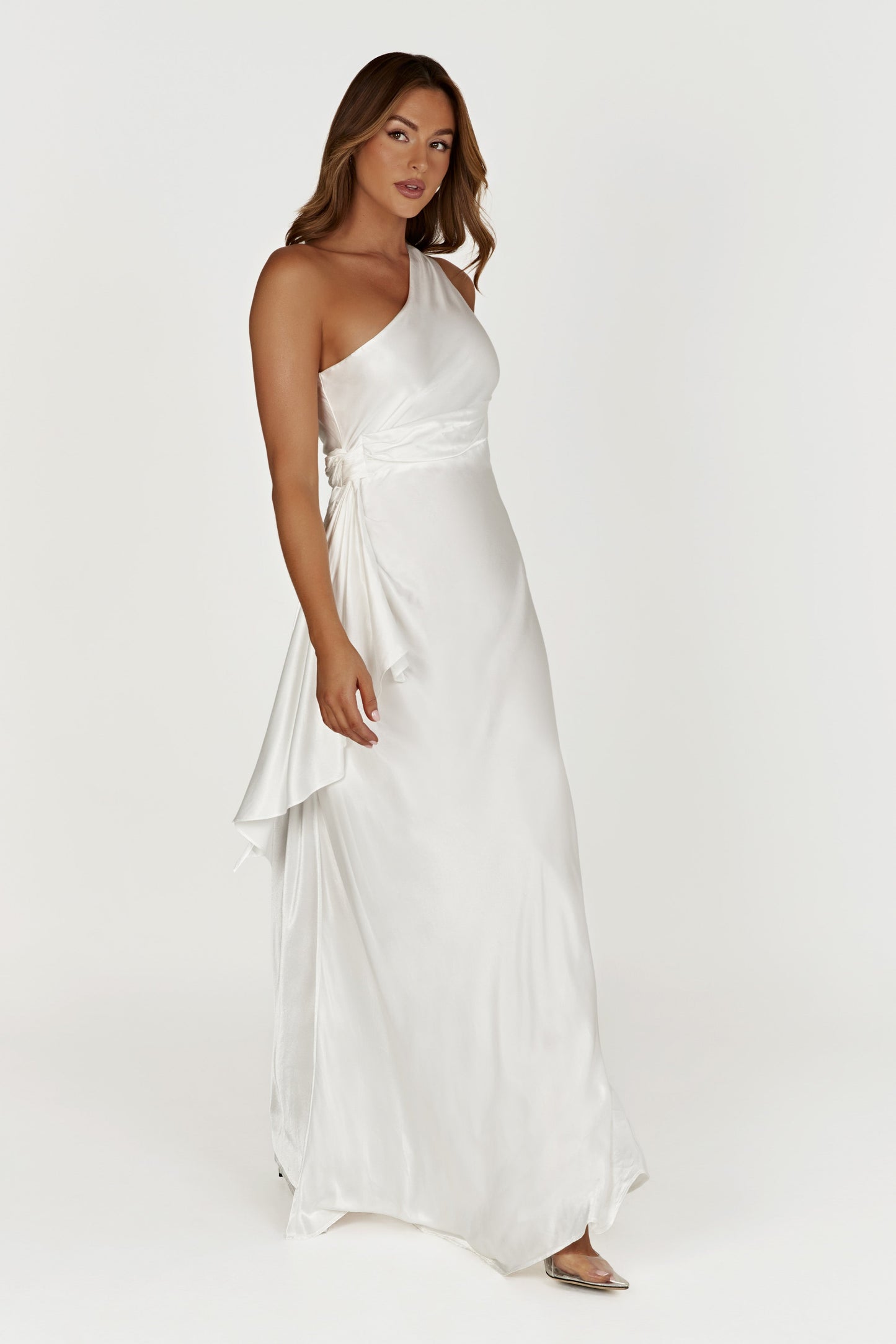 Calliope One Shoulder Maxi Dress - White