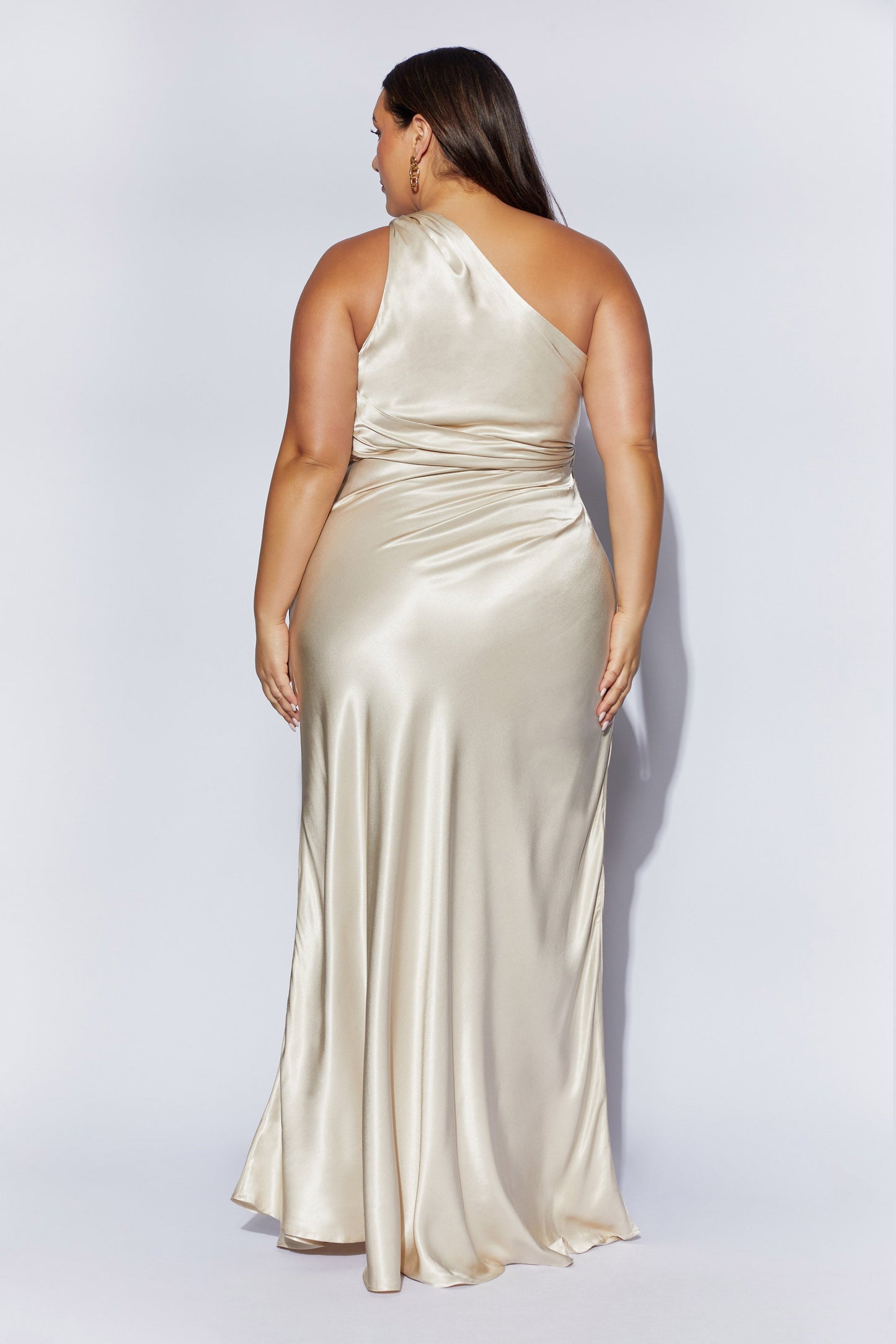 Calliope One Shoulder Maxi Dress - Champagne