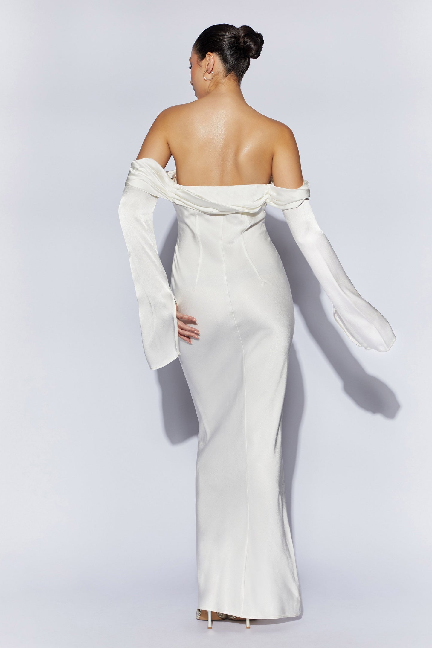 Giselle Off Shoulder Cowl Neck Maxi Dress - White