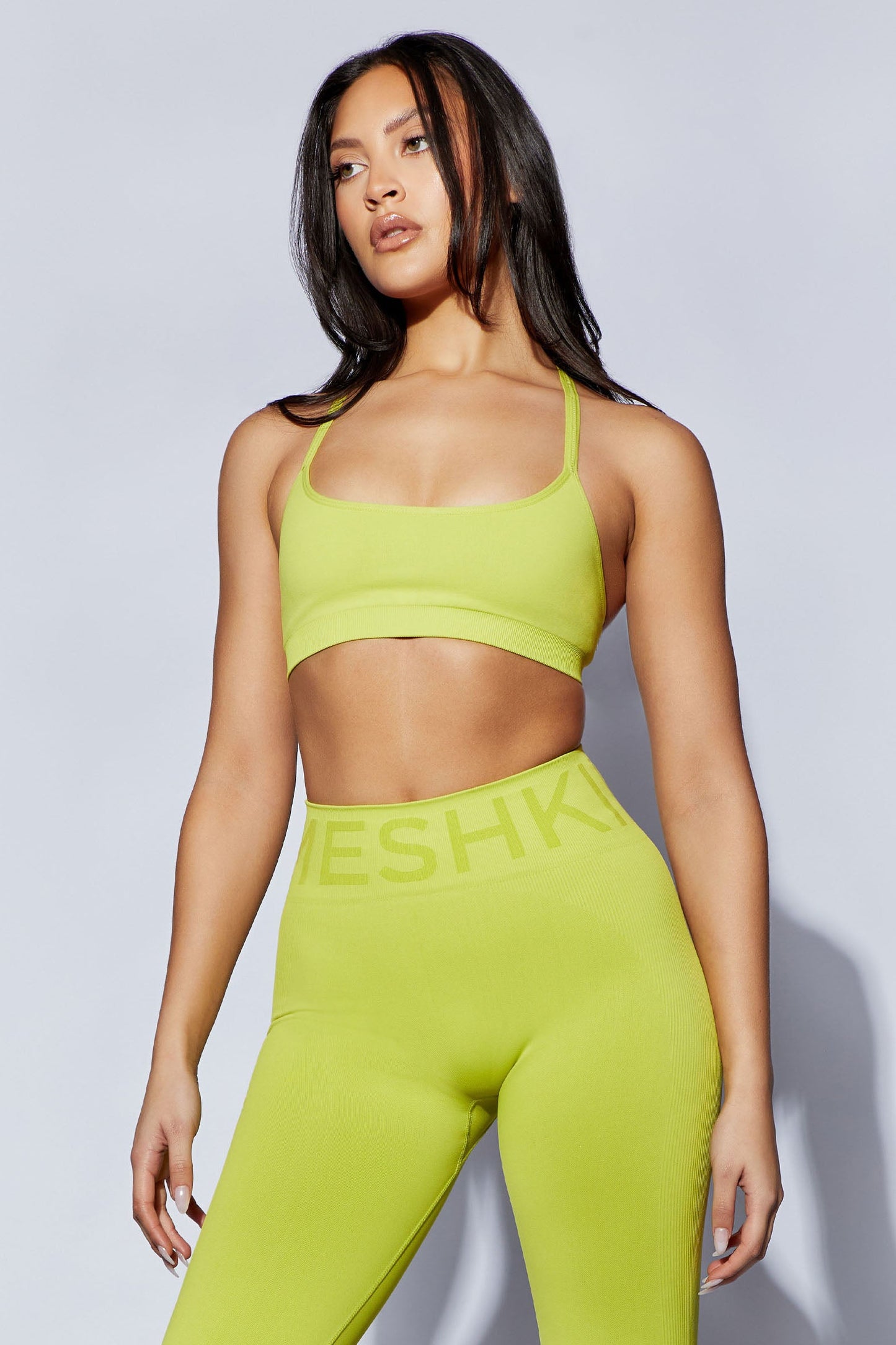 Nyx Cross Back Seamless Crop - Lime Green