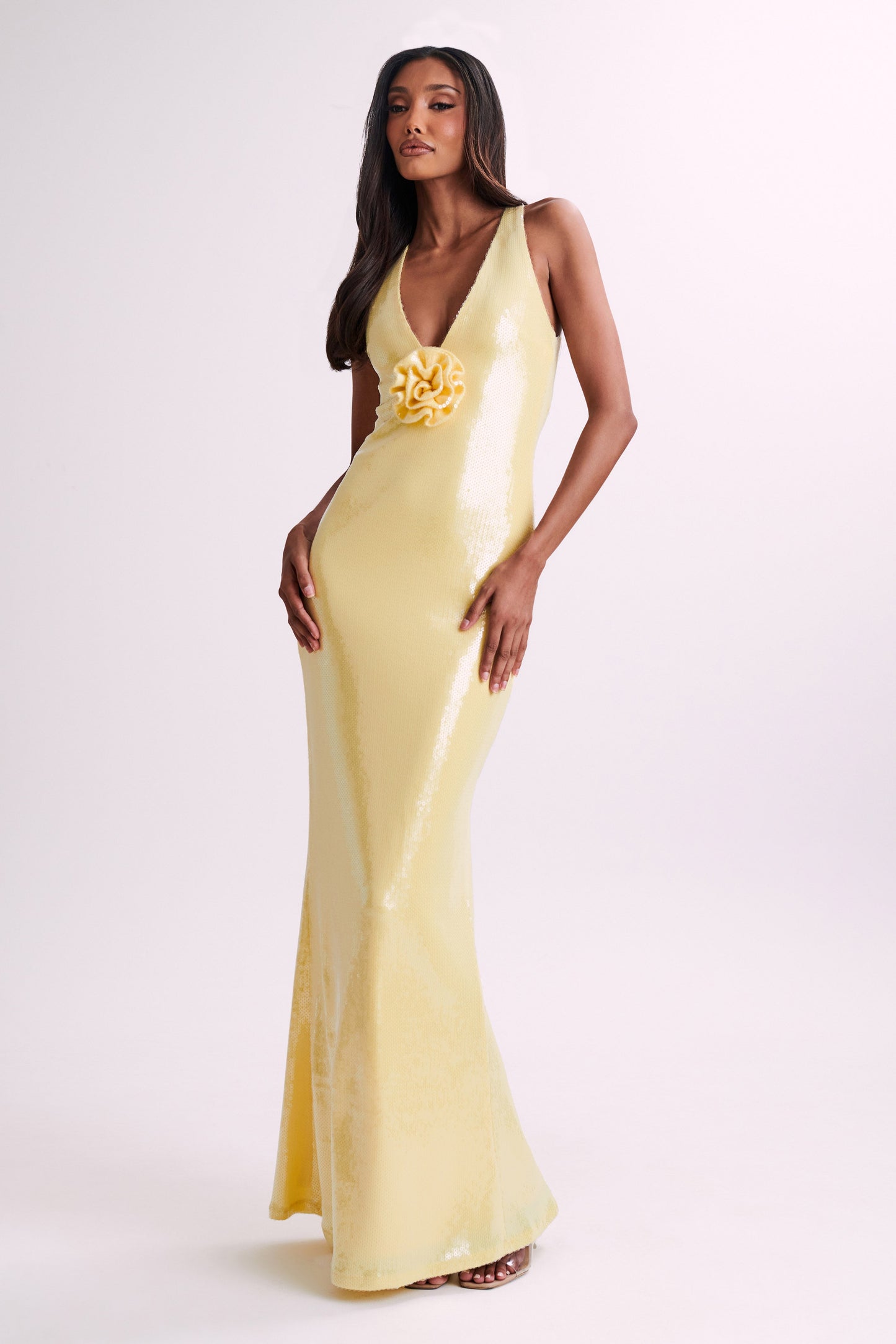 Eliza Rose Sequin Maxi Dress - Lemon