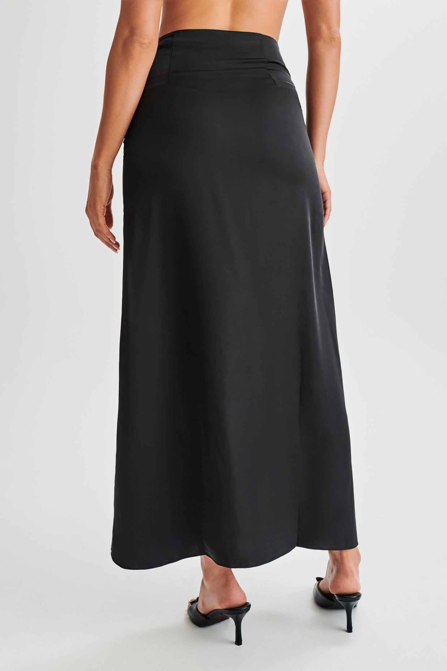 Luella Satin Lace Maxi Skirt - Black