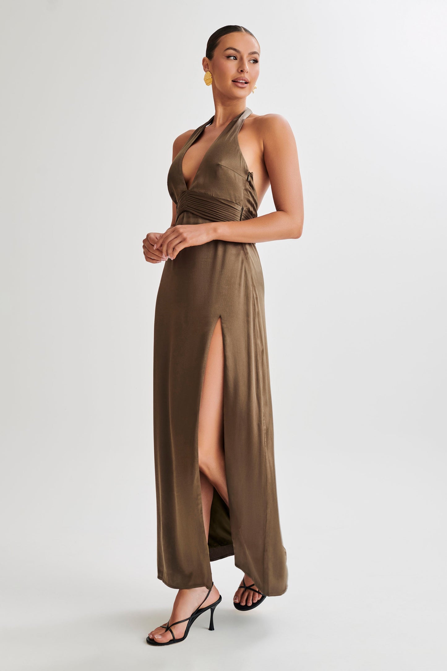 Milana Halter Maxi Dress - Khaki