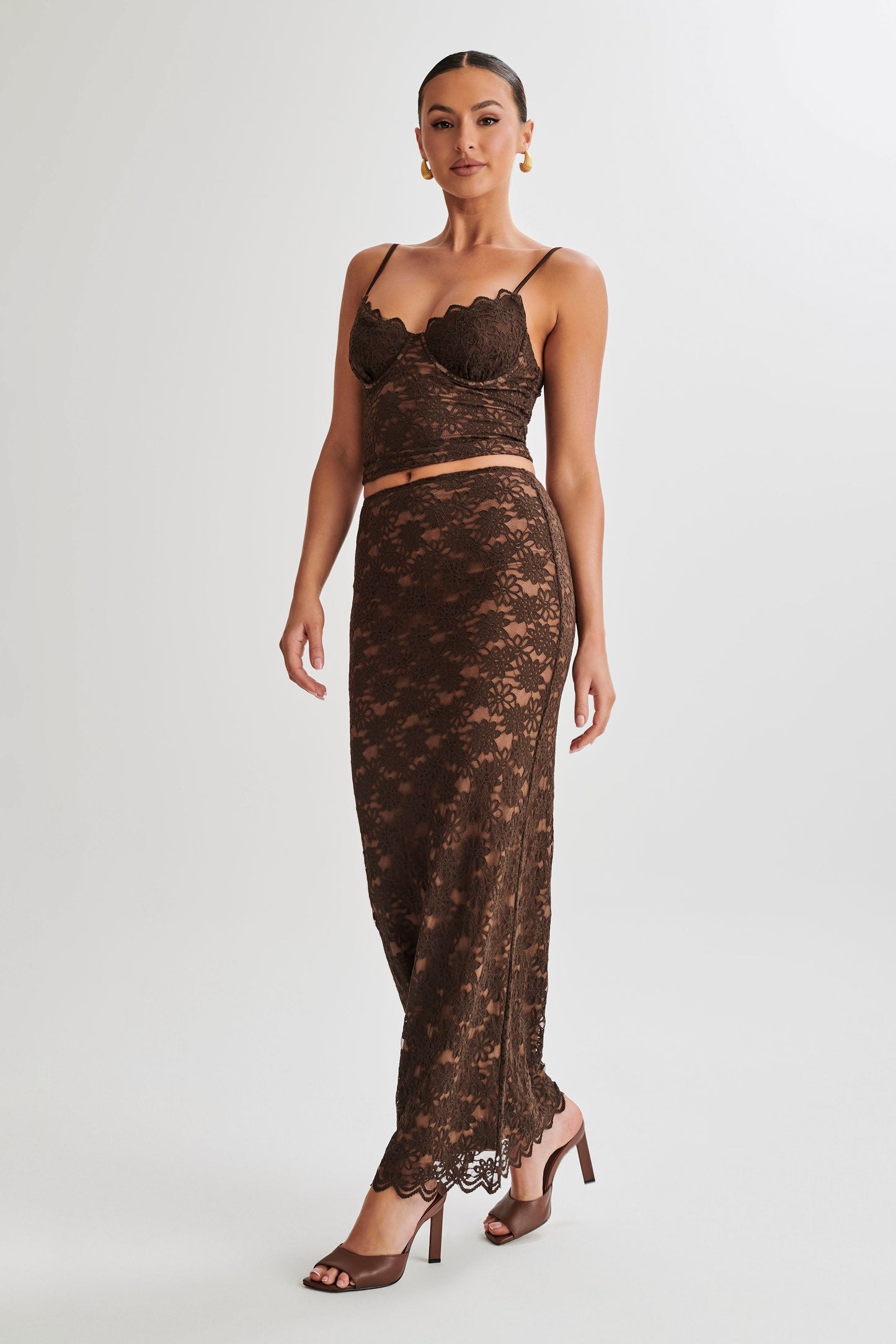 Elska Lace Maxi Skirt - Chocolate