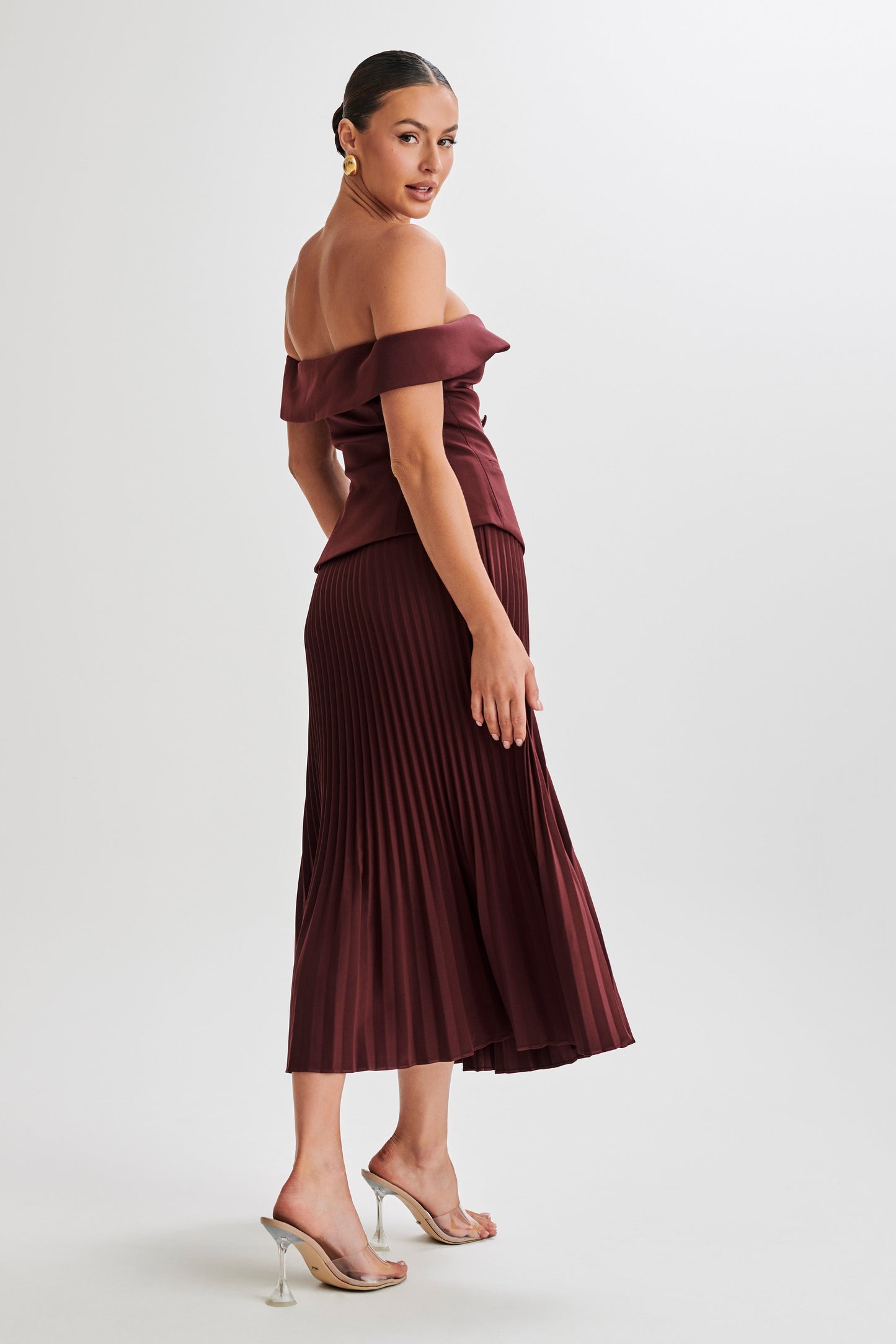 Twyla Pleated Suiting Maxi Skirt - Plum