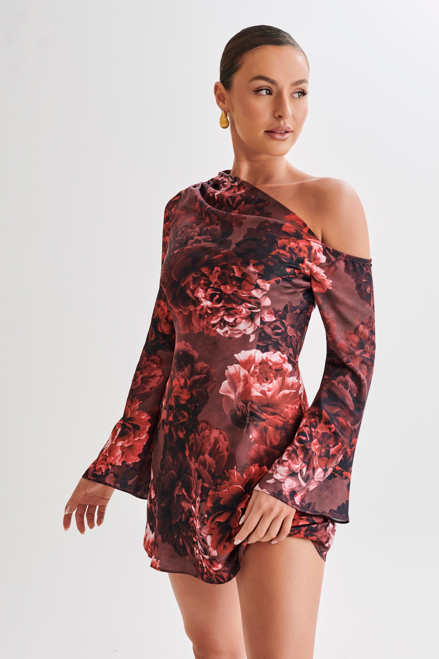 Nikita Long Sleeve Mini Dress - Peony Print