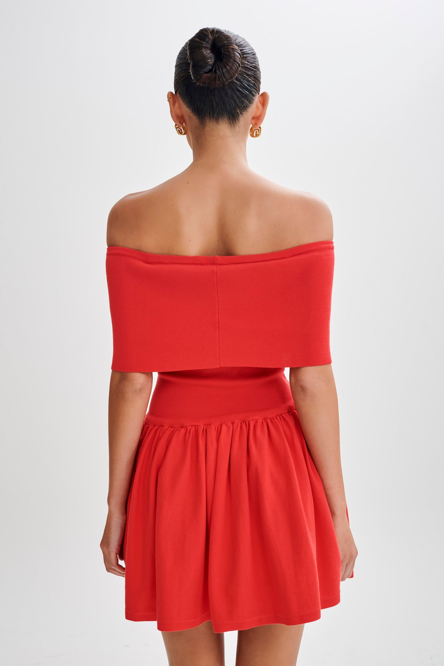 Lydia Off Shoulder Knit Mini Dress - Red