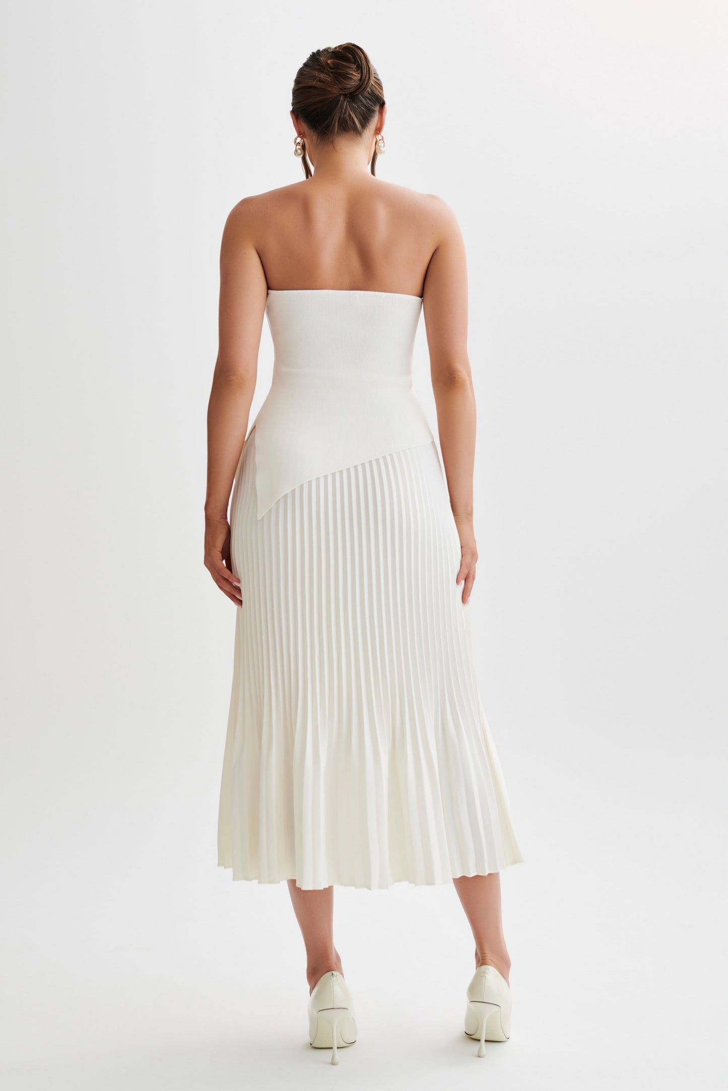 Sidney Asymmetrical Strapless Knit Top - White