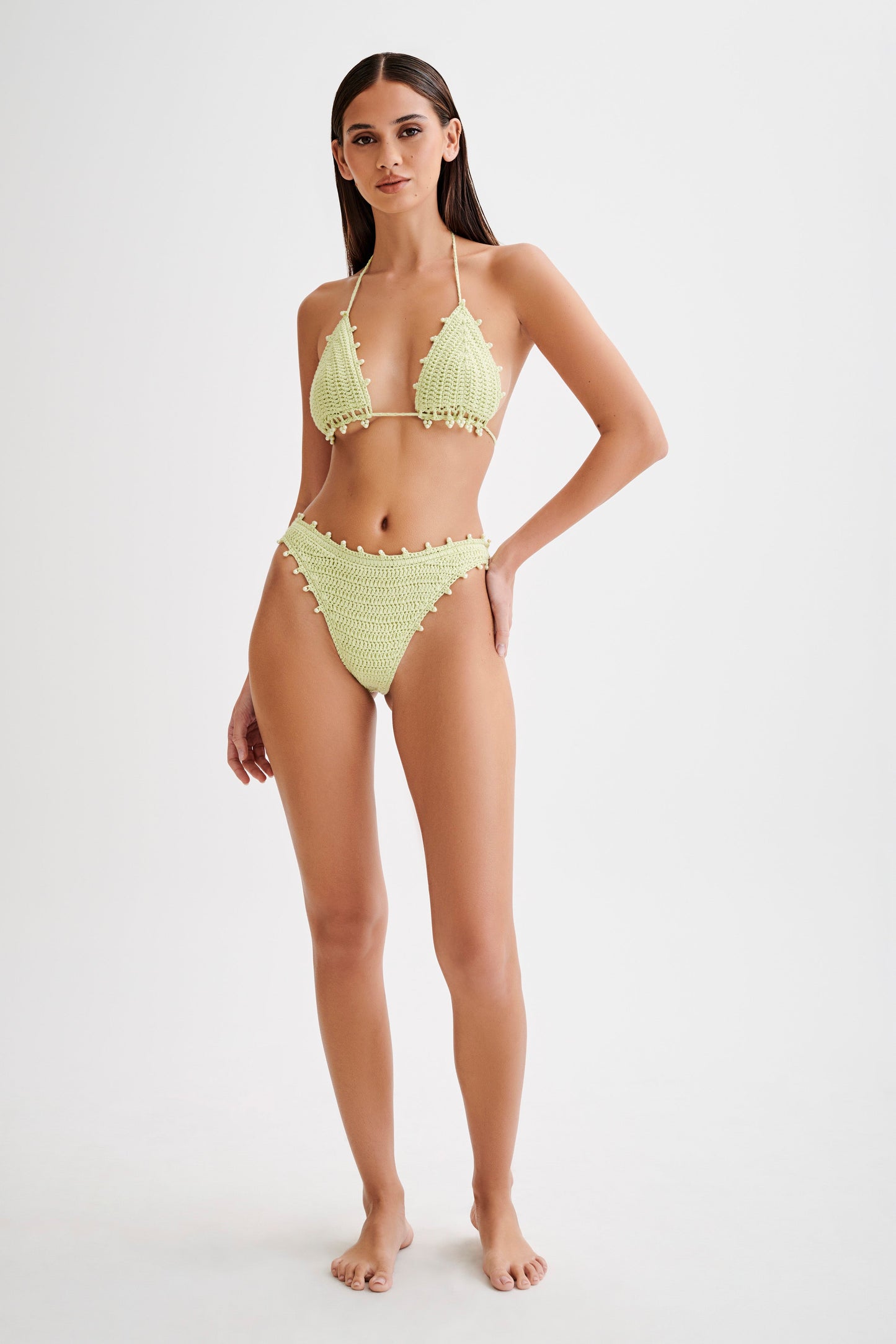 Sadie Pearl Knit Bikini Bottom - Seafoam Green