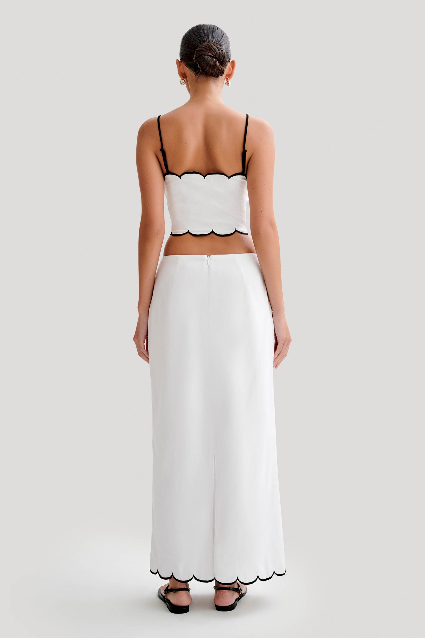 Alessio Scalloped Midi Skirt - Ivory