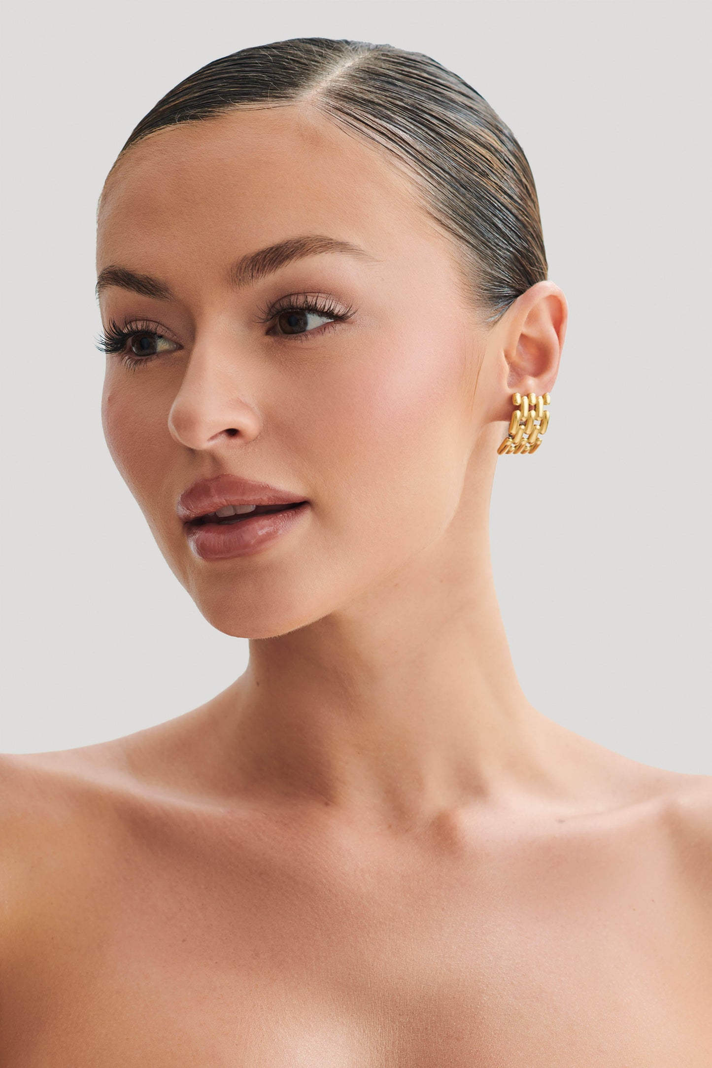 Denise Cross Hatch Earrings - Gold