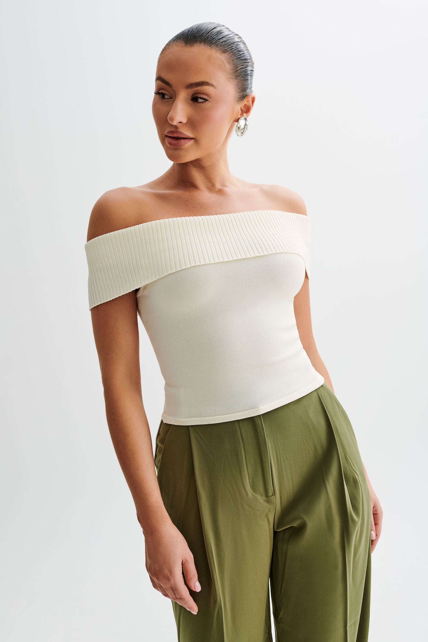 Susanna Off Shoulder Knit Top - Ivory