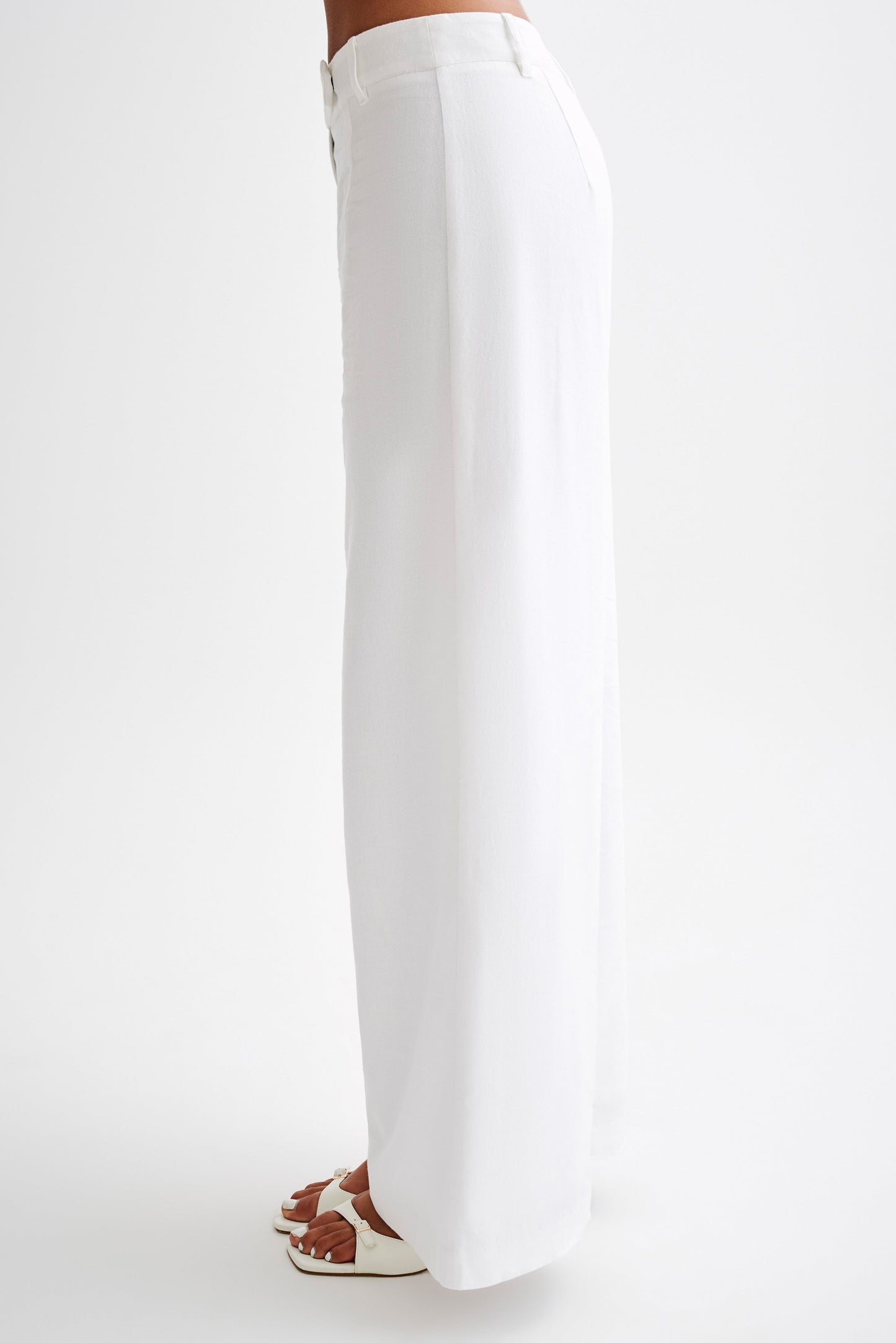 Franca Linen Wide Leg Pant - White