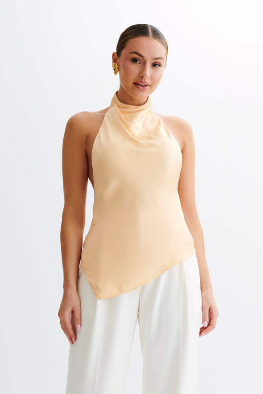 Seraphine Satin Halter Top - Peach