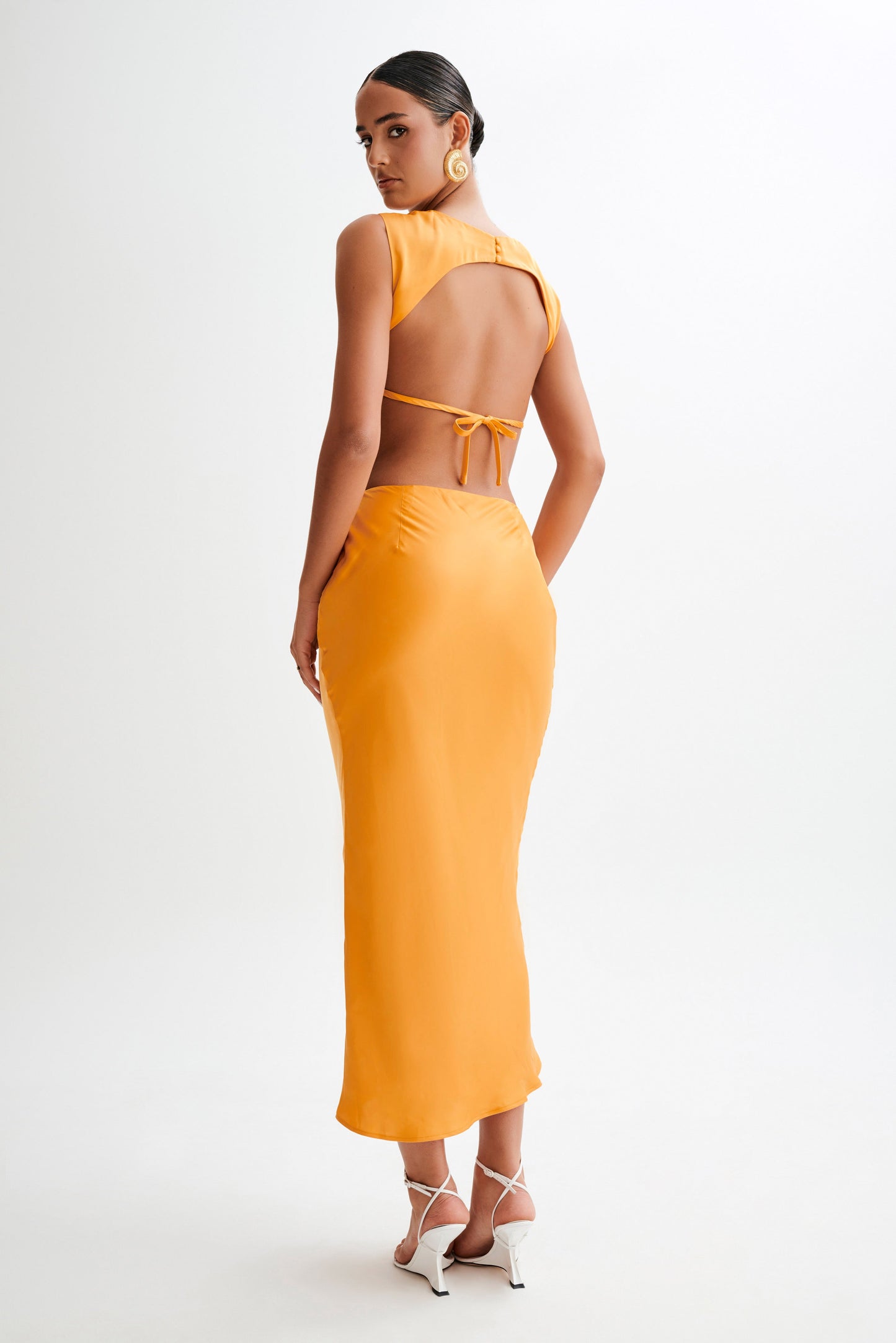 Viviana Satin Maxi Skirt - Tangerine