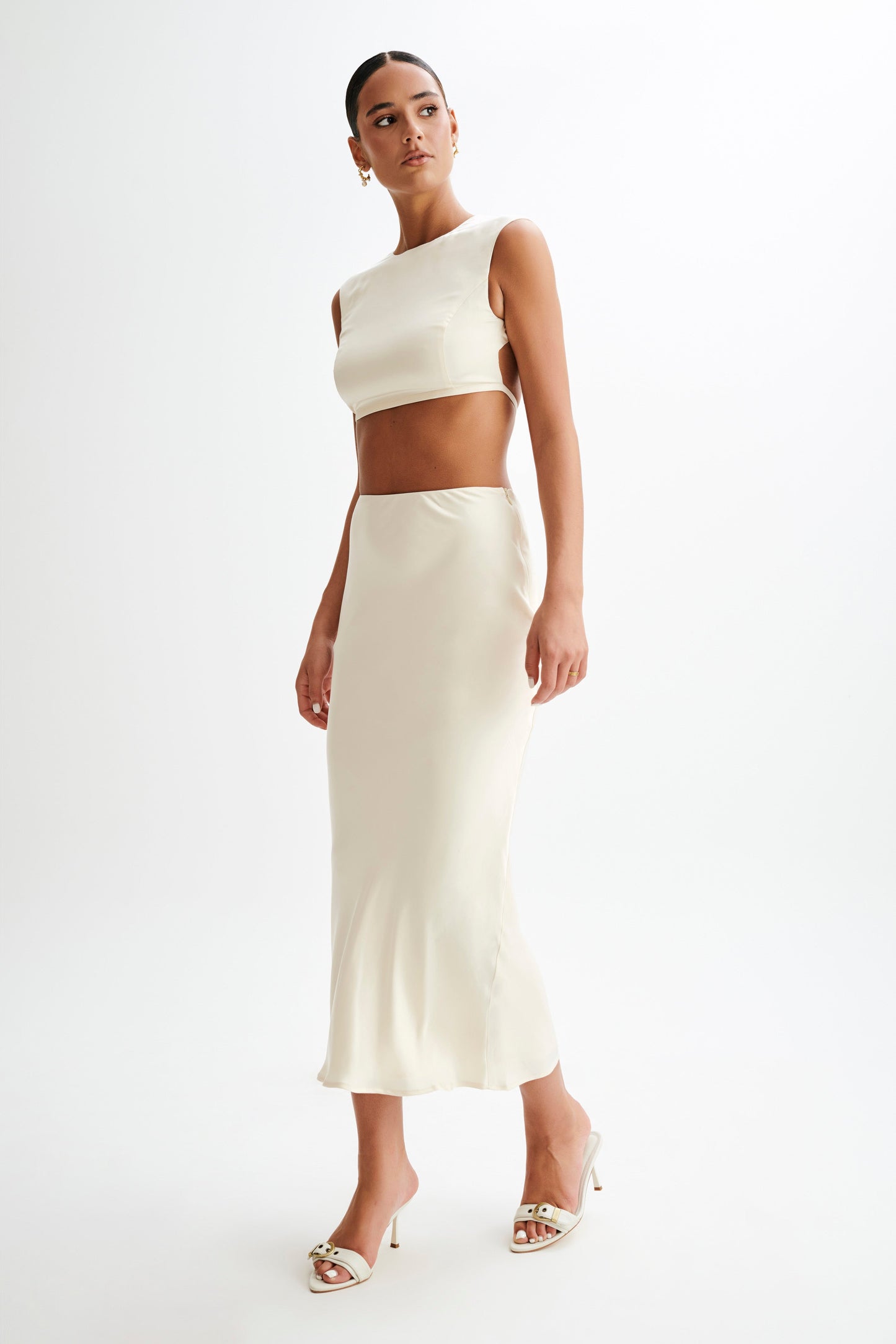 Viviana Satin Maxi Skirt - Ivory