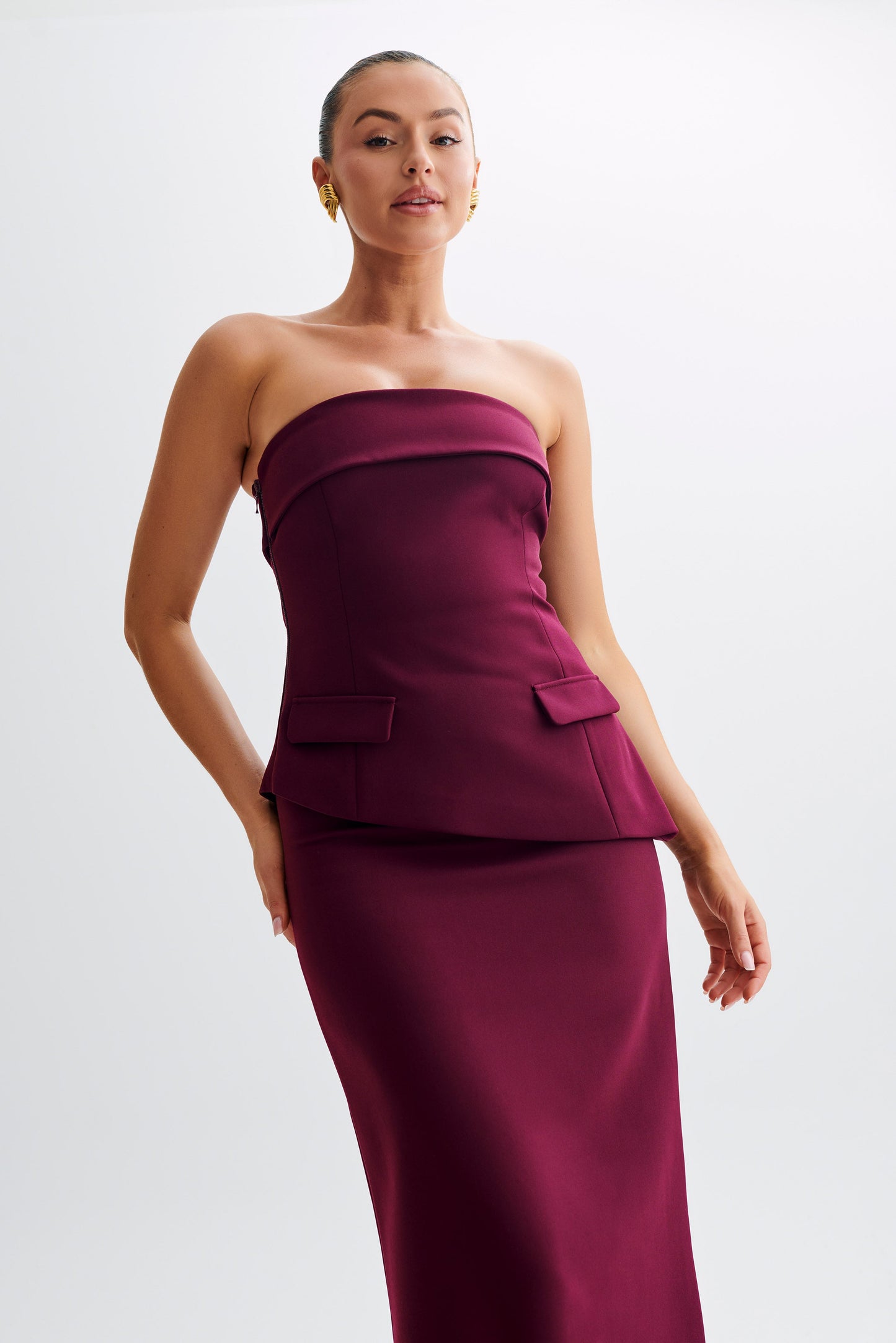 Micah Suiting Strapless Top - Plum