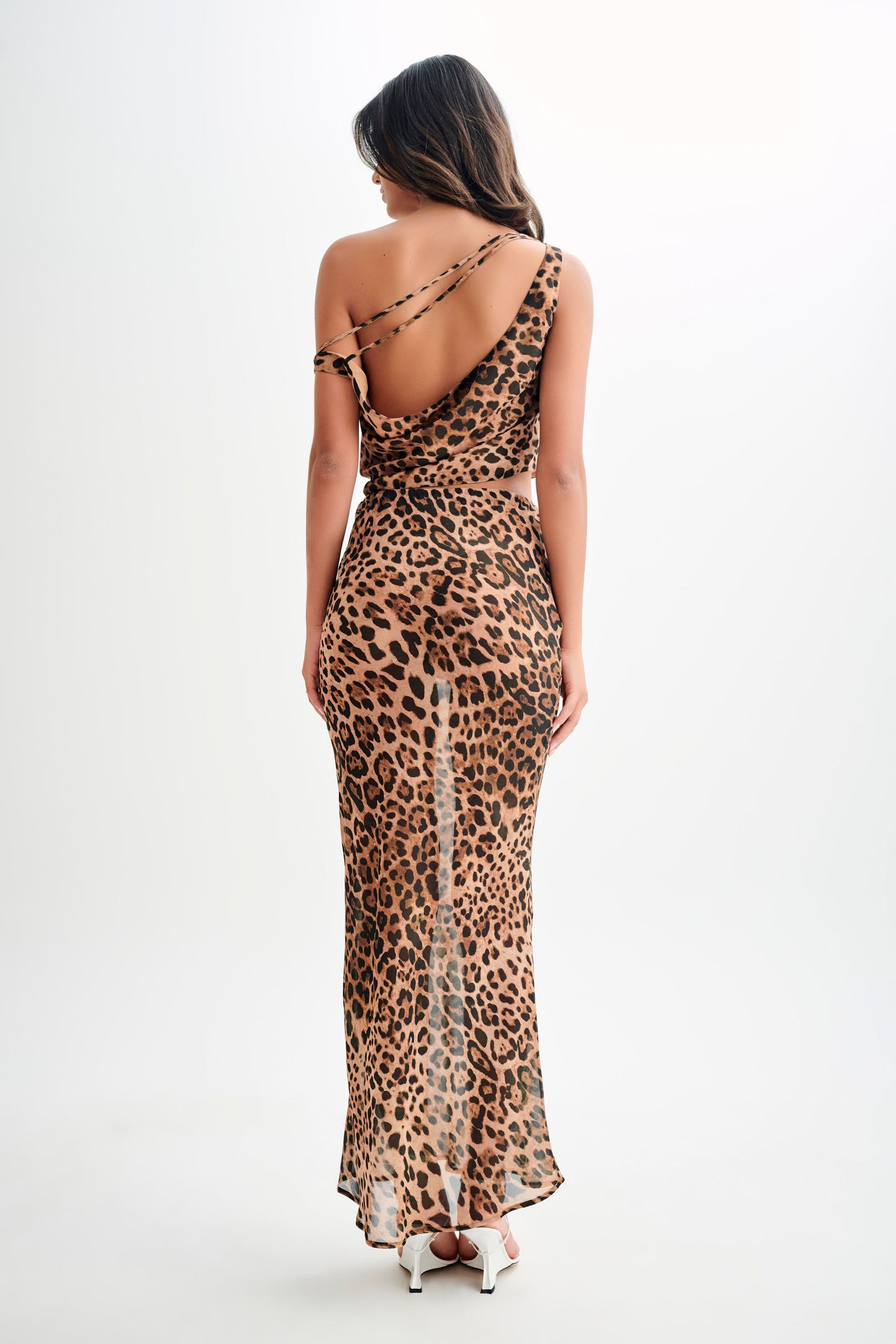 Yvonne Chiffon Off Shoulder Top - Leopard Print