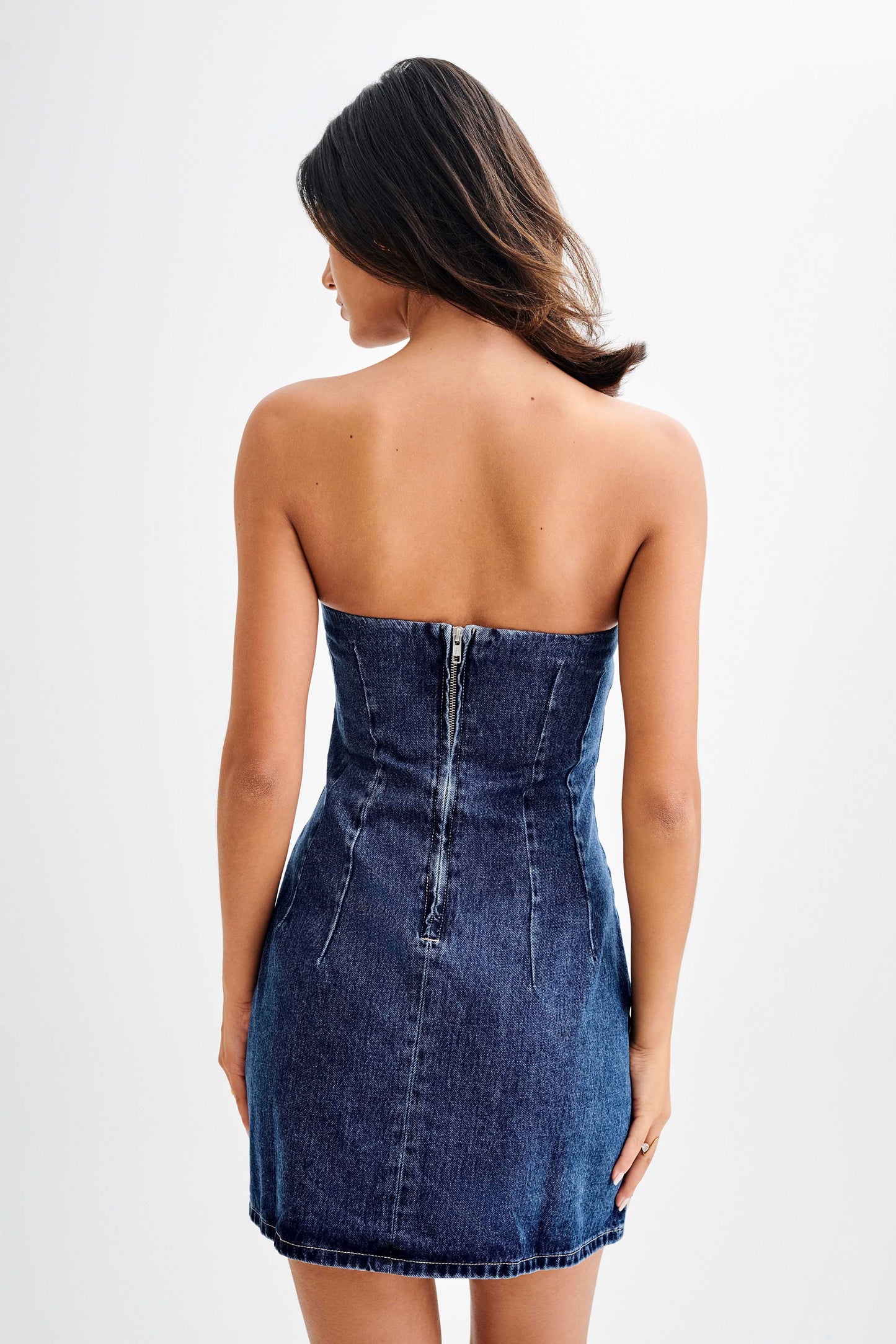 Cecily Strapless Denim Mini Dress - Dark Blue