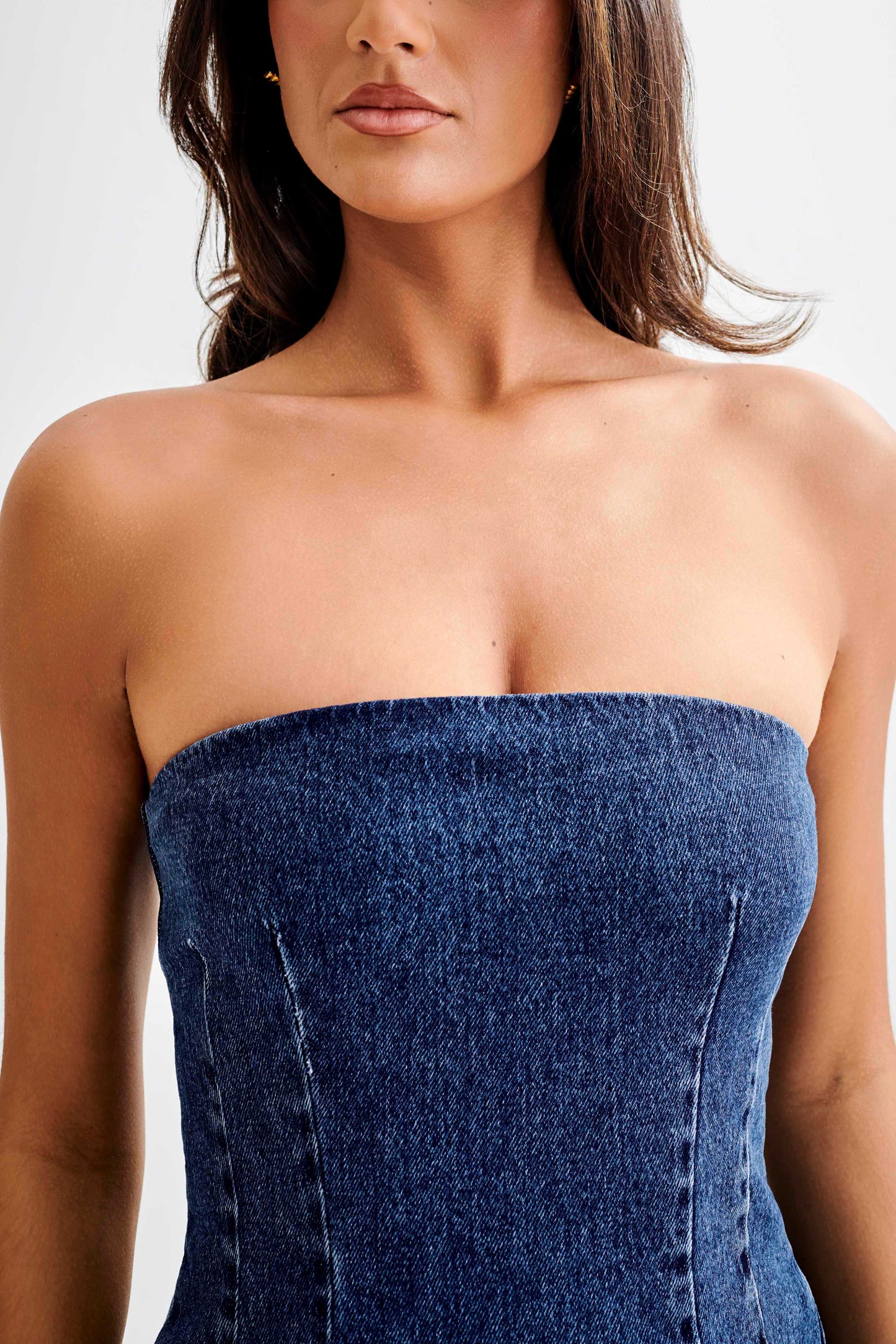 Cecily Strapless Denim Mini Dress - Dark Blue