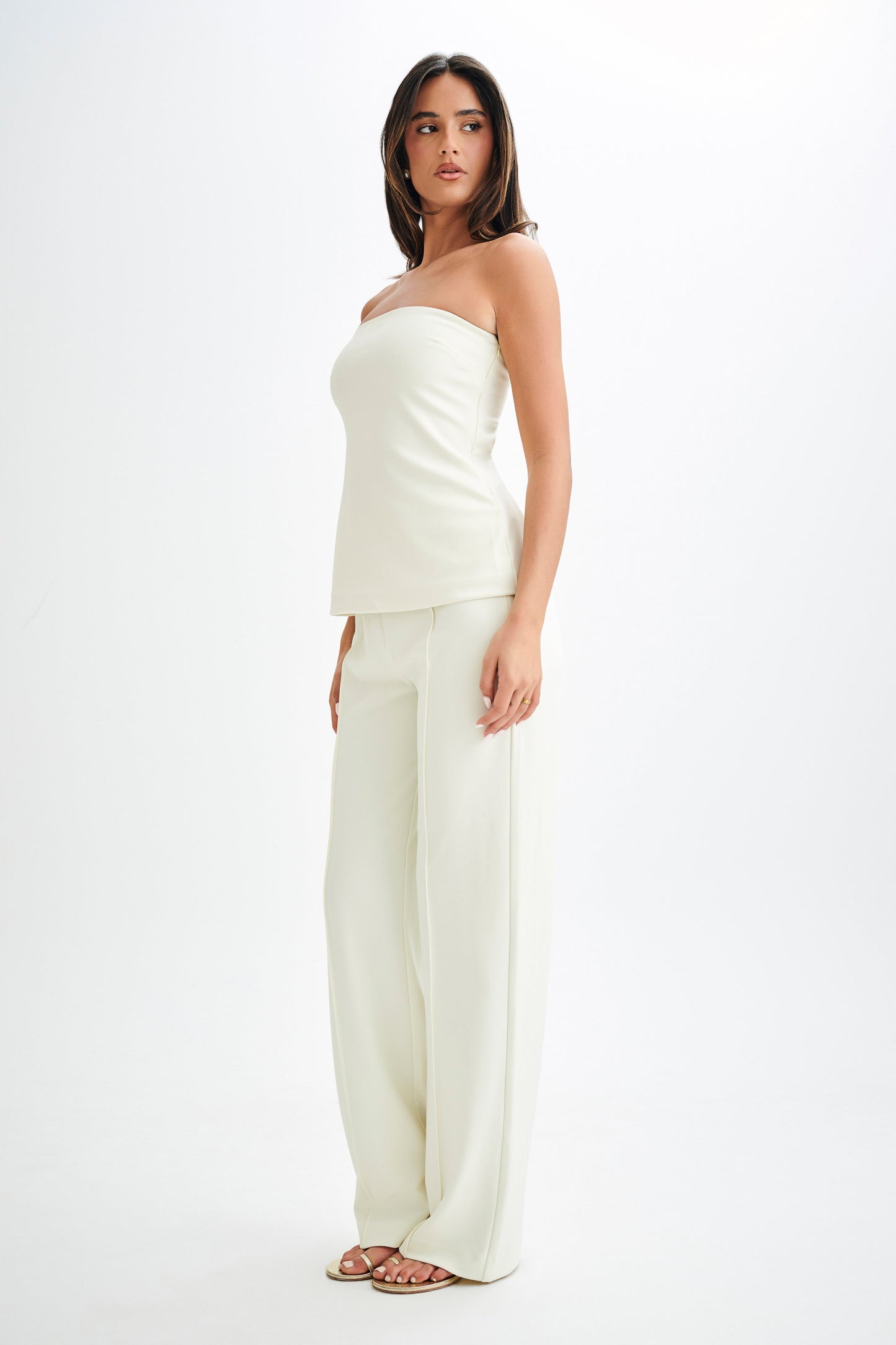 Antonia Pleated Wide Leg Pants - Ivory