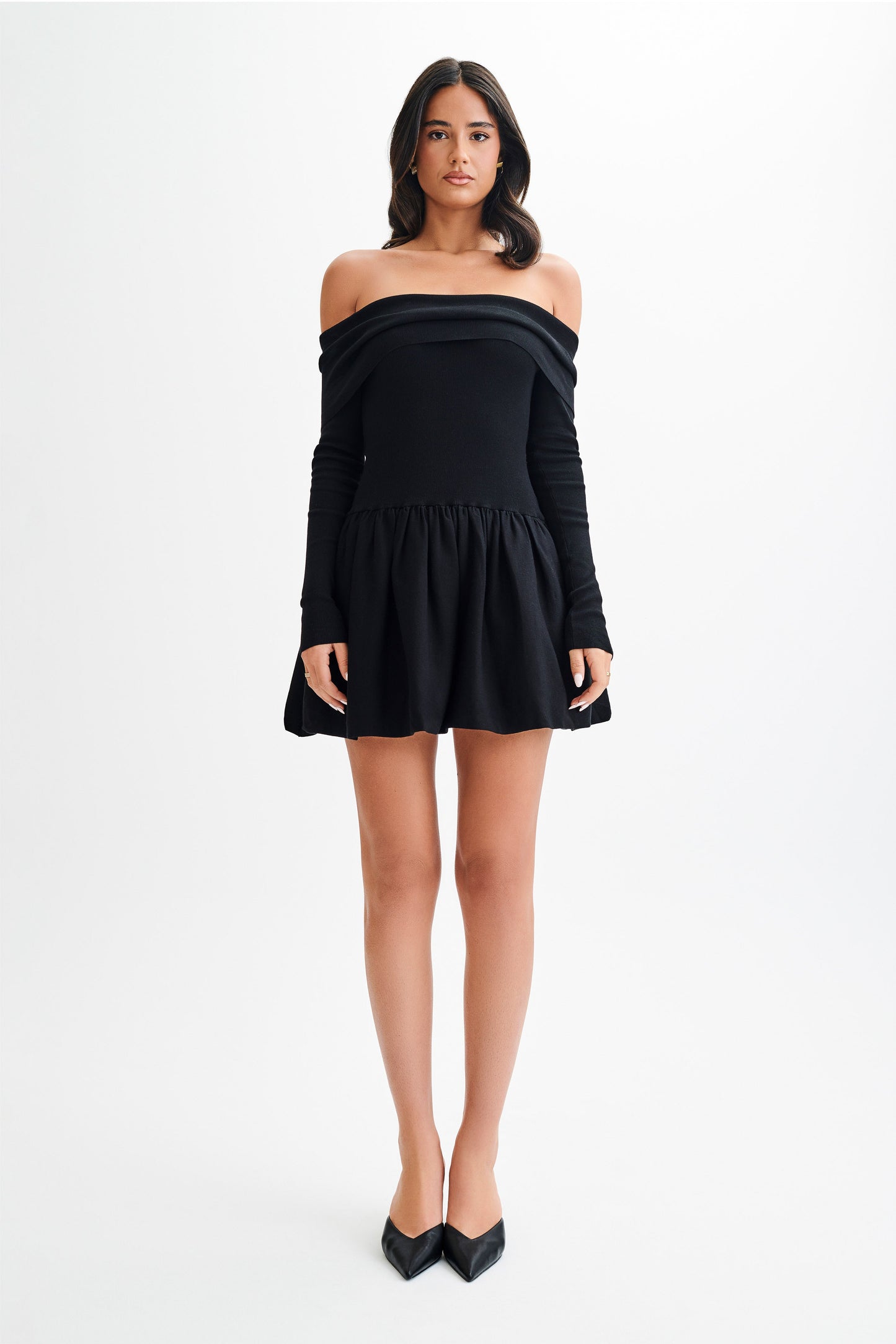 Atlanta Long Sleeve Mini Dress - Black