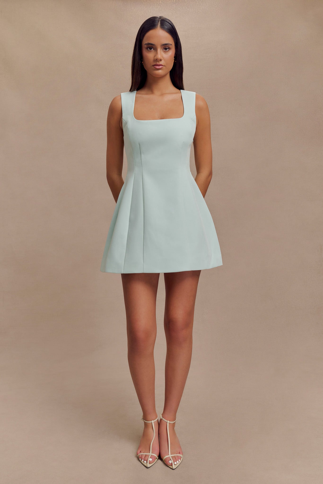 Lysandre Crepe Mini Dress - Ice Blue