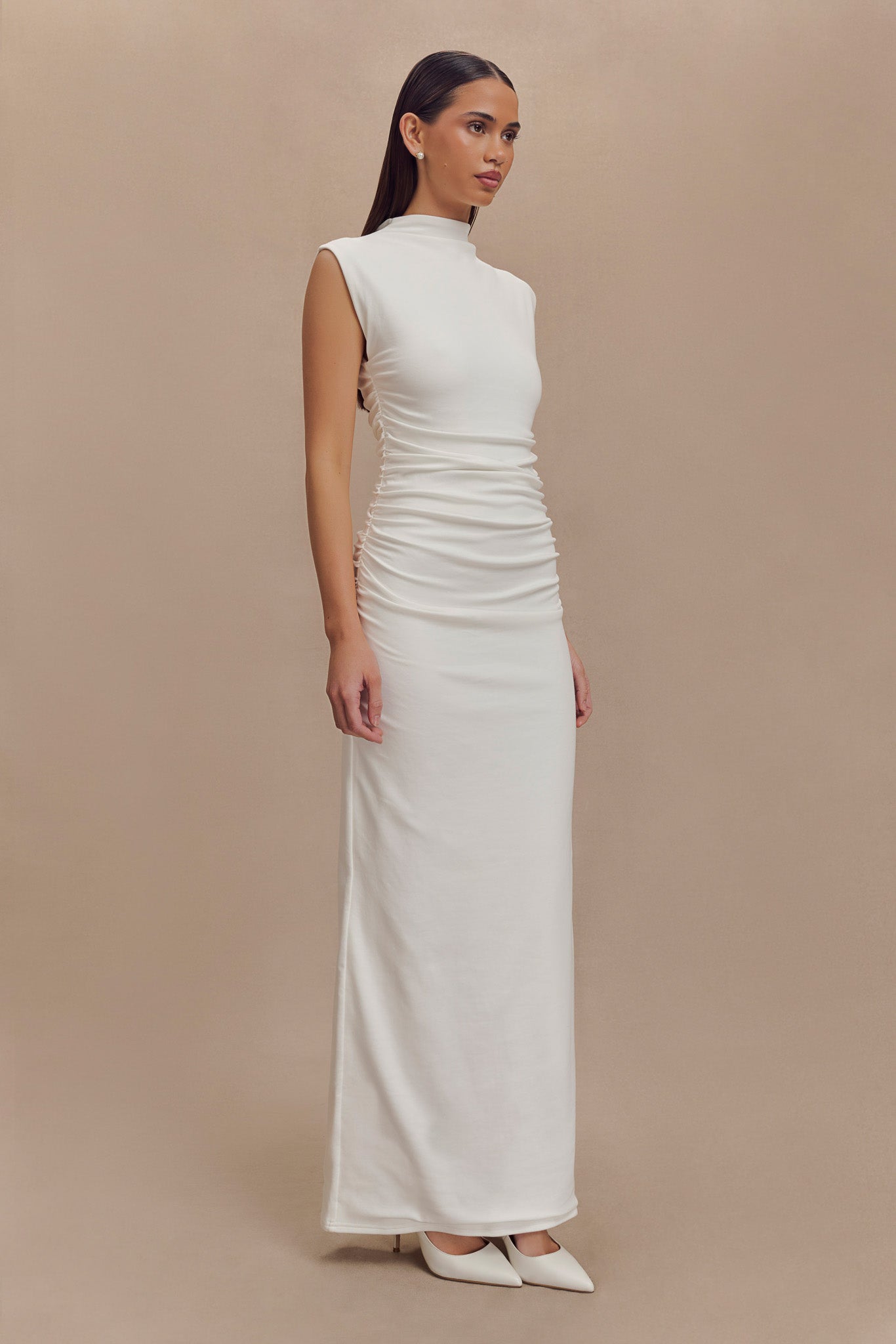 Elliot High Neck Sleeveless Maxi Dress - White