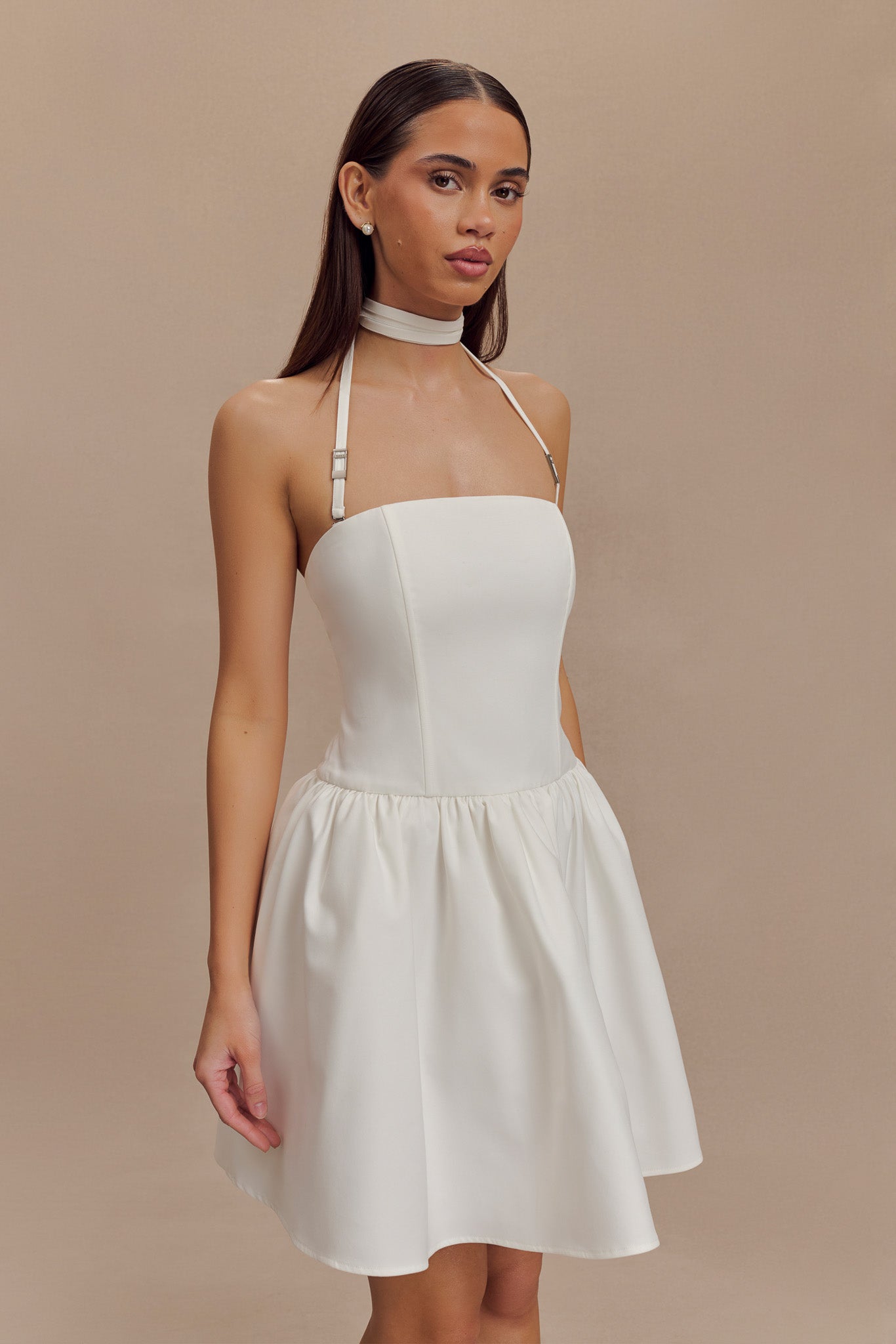 Ruby Halter Mini Dress - White