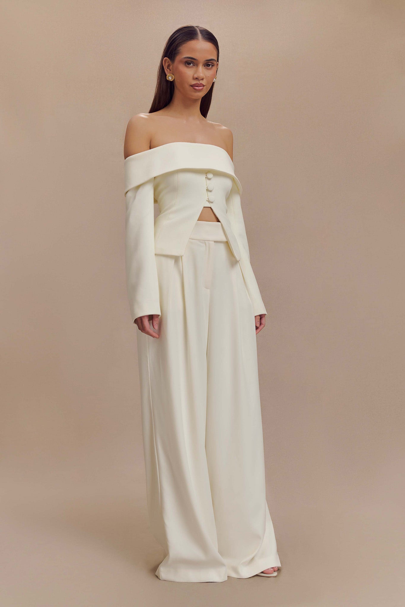 Celene Off Shoulder Jacket - Ivory